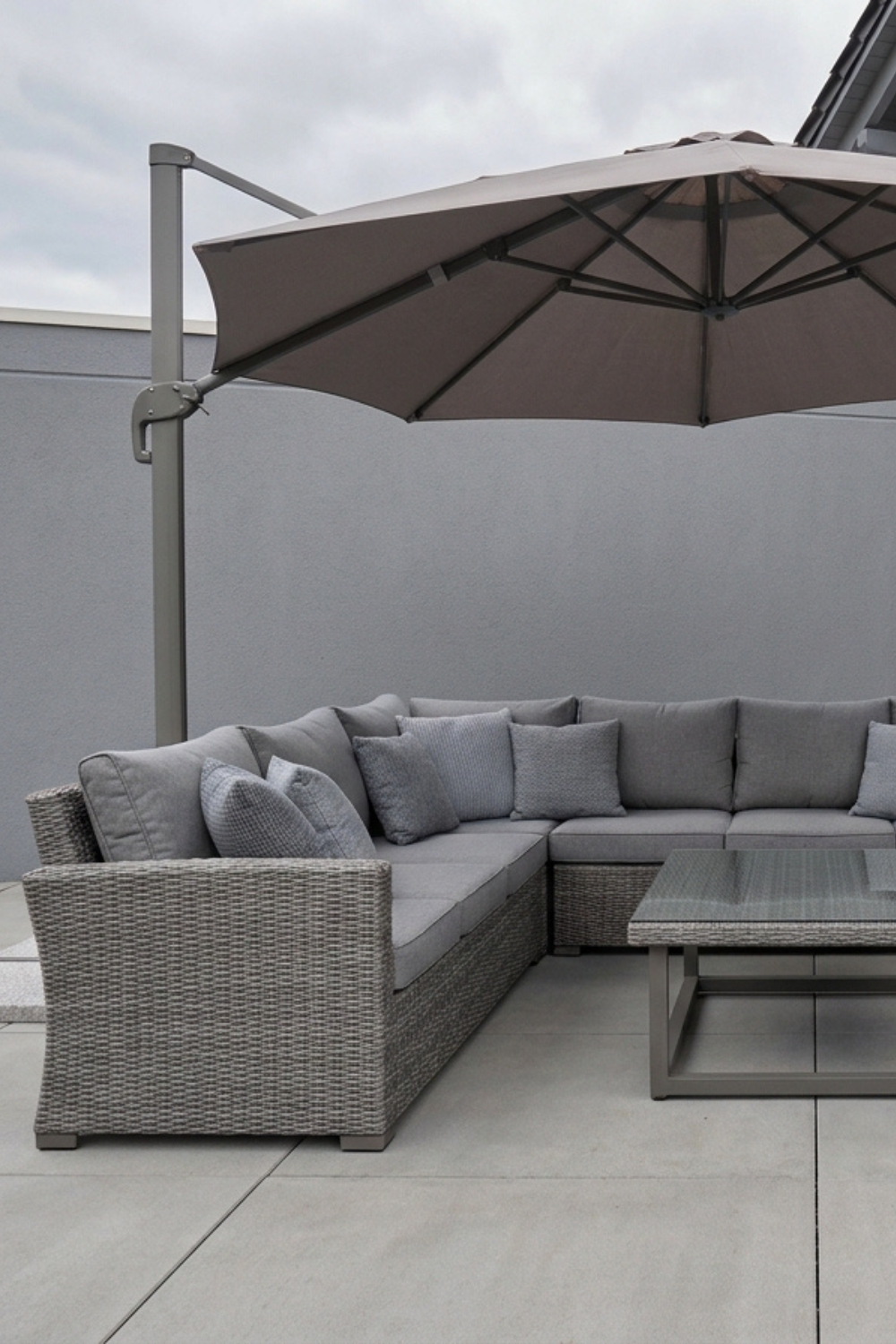 Basic terrace with gray furniture set
