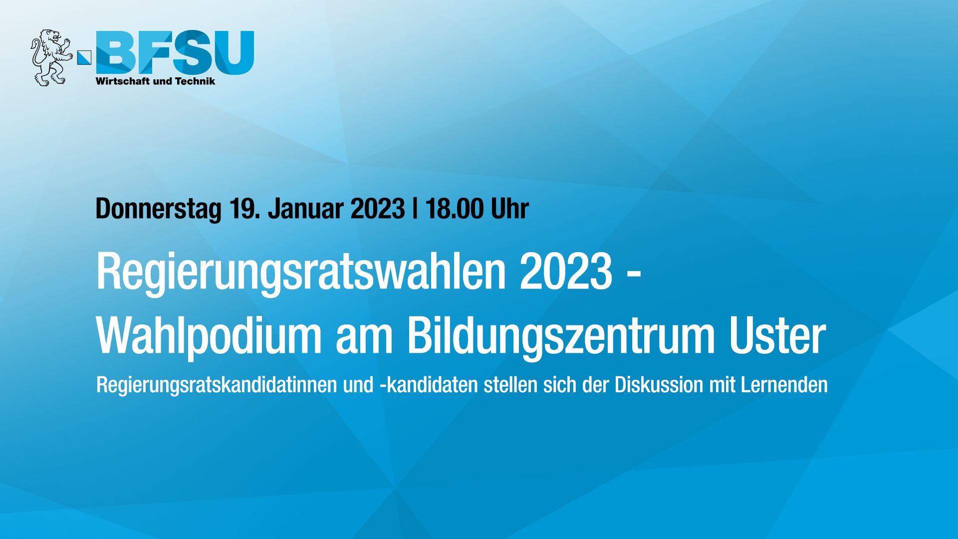 Regierungsratswahlen 2023 | Wahlpodium am Bildungszentrum Uster
