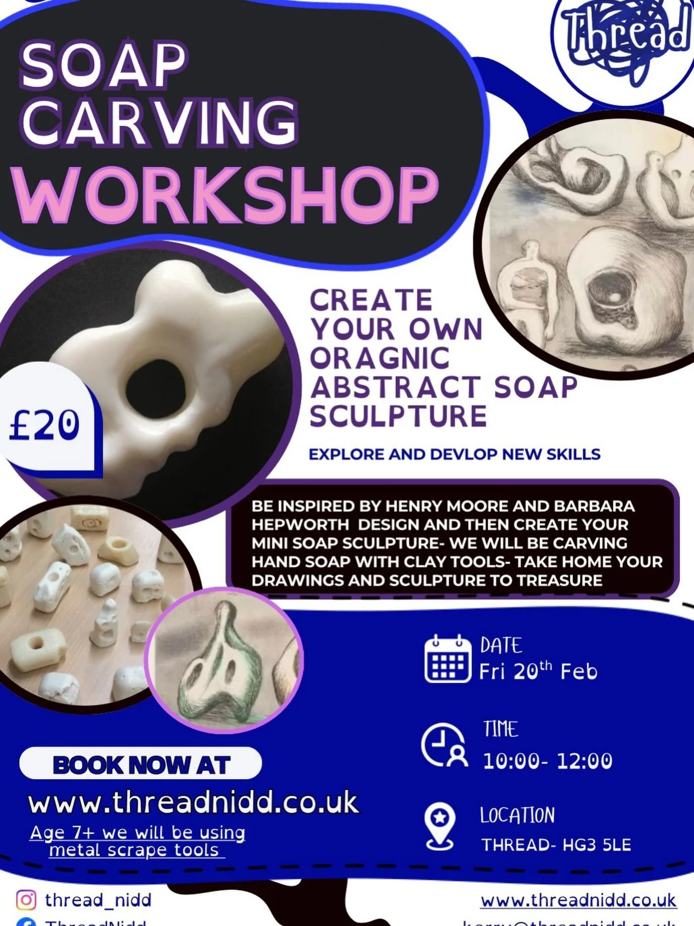 Half term is nearly upon us- 3 other courses are open for booking where you will gain certification from Arts Award Trinity London! Real validation! Up next is a short course &hellip;🧼✨ Soap Carving Workshop &ndash; &pound;20 ✨🧼

Slow down, look cl