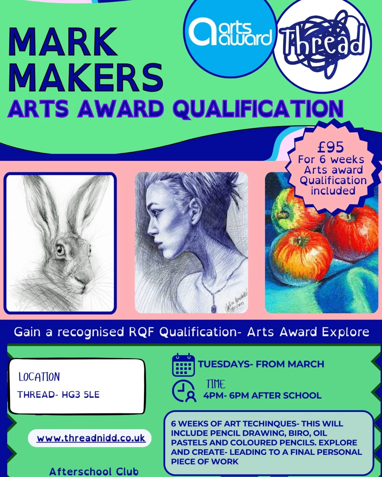 Last call! Two brand new after-school courses start this week and there are a few final spaces left 🎨✨

✏️ Mark Makers
Tuesdays 4&ndash;6pm
All things pens, pencils and oil pastels. Choose your own images, explore artists&rsquo; work, and learn new 