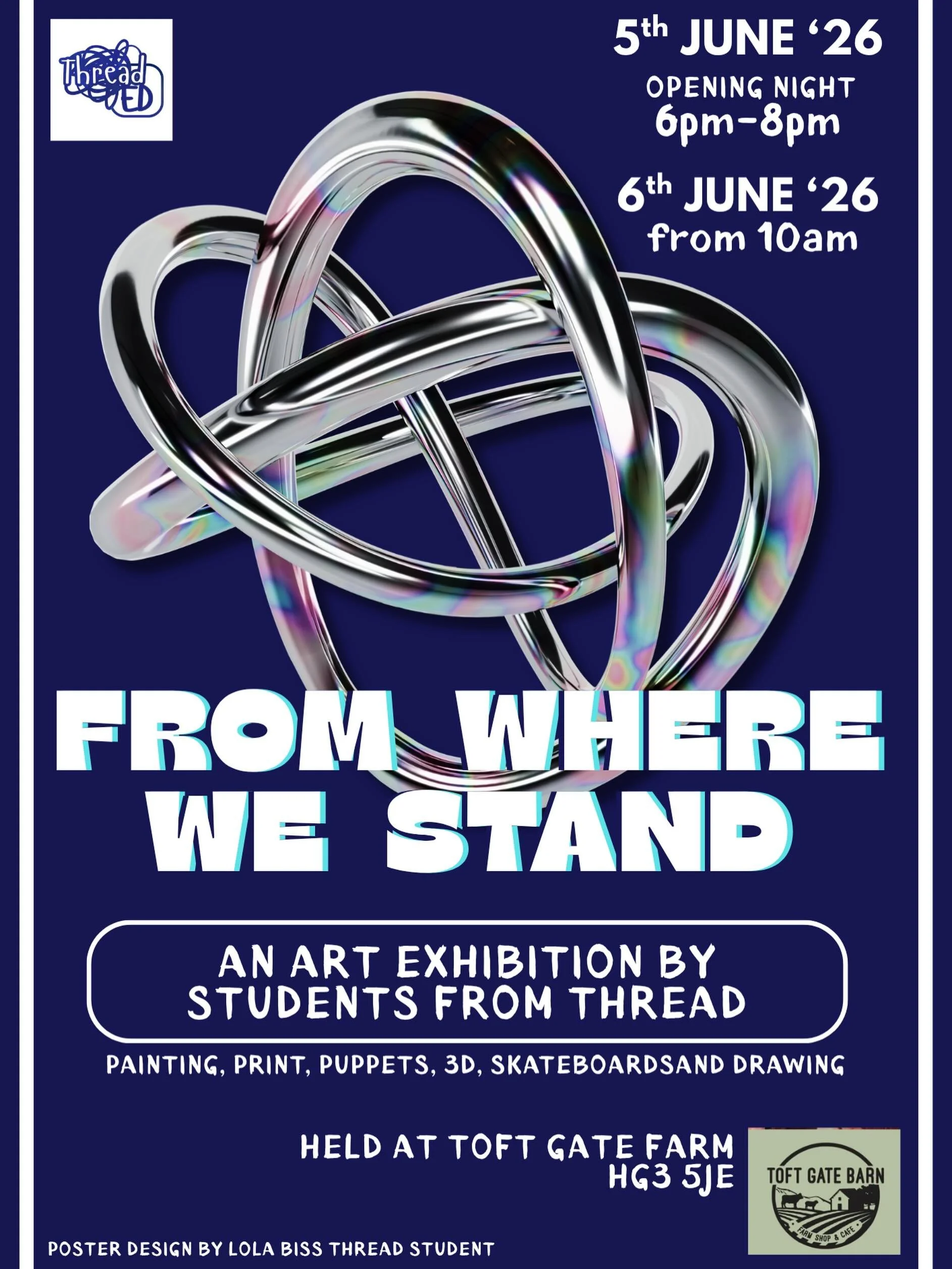 The countdown is ON ✨thankyou for hosting us @toftgatebarn 

Friday 5th June marks the opening night of our 2nd Thread Exhibition in Pateley Bridge and we honestly cannot wait.

This night is about every single amazing, valued young person we work wi