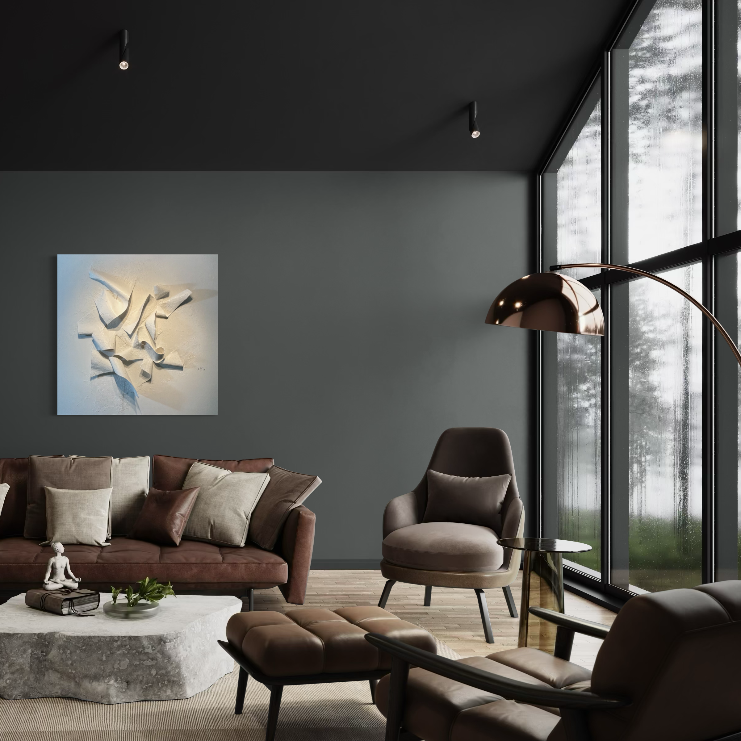Interior visualisation with artwork by Karina Yacoubian
