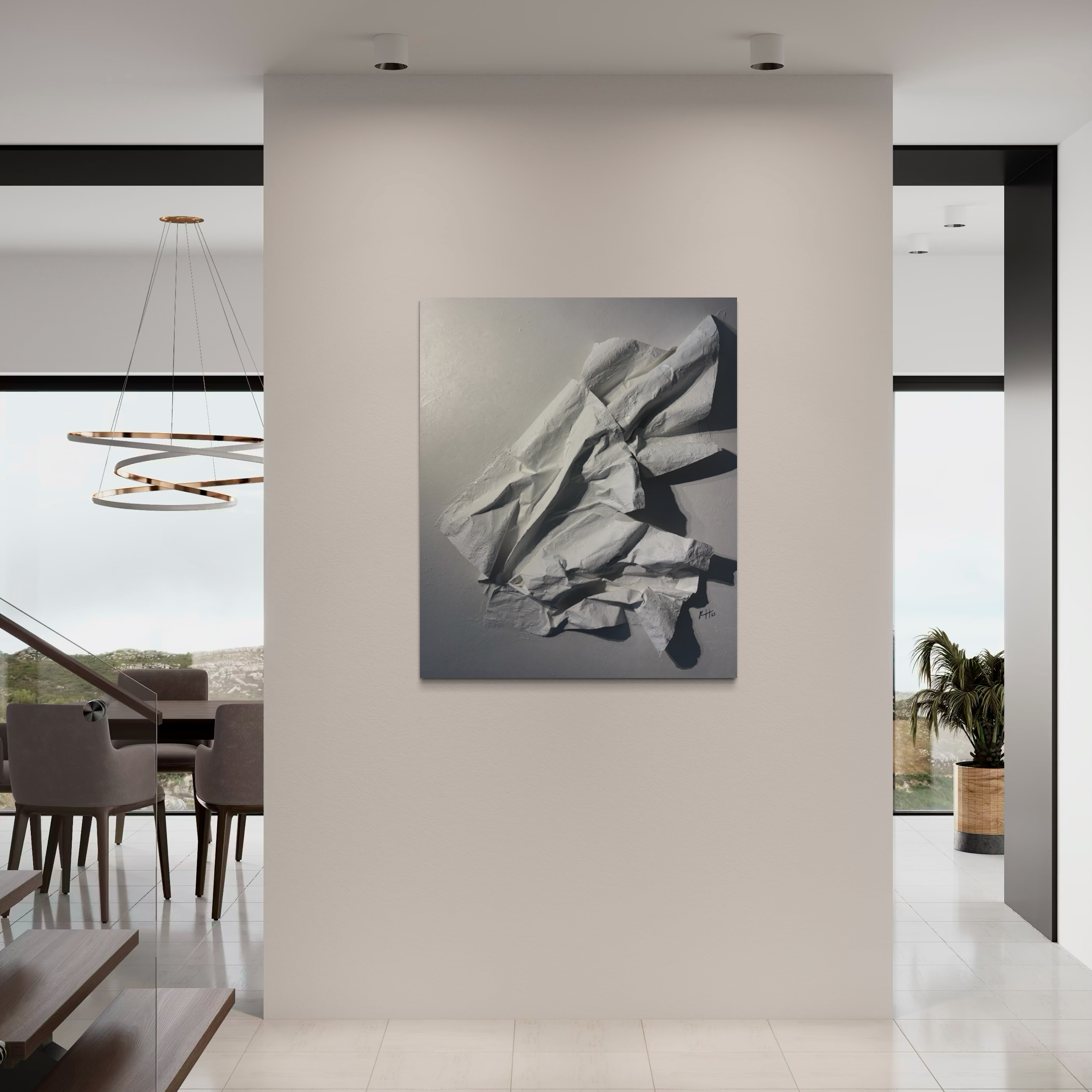 White relief from the Pure White series by Karina Yacoubian in a modern interior
