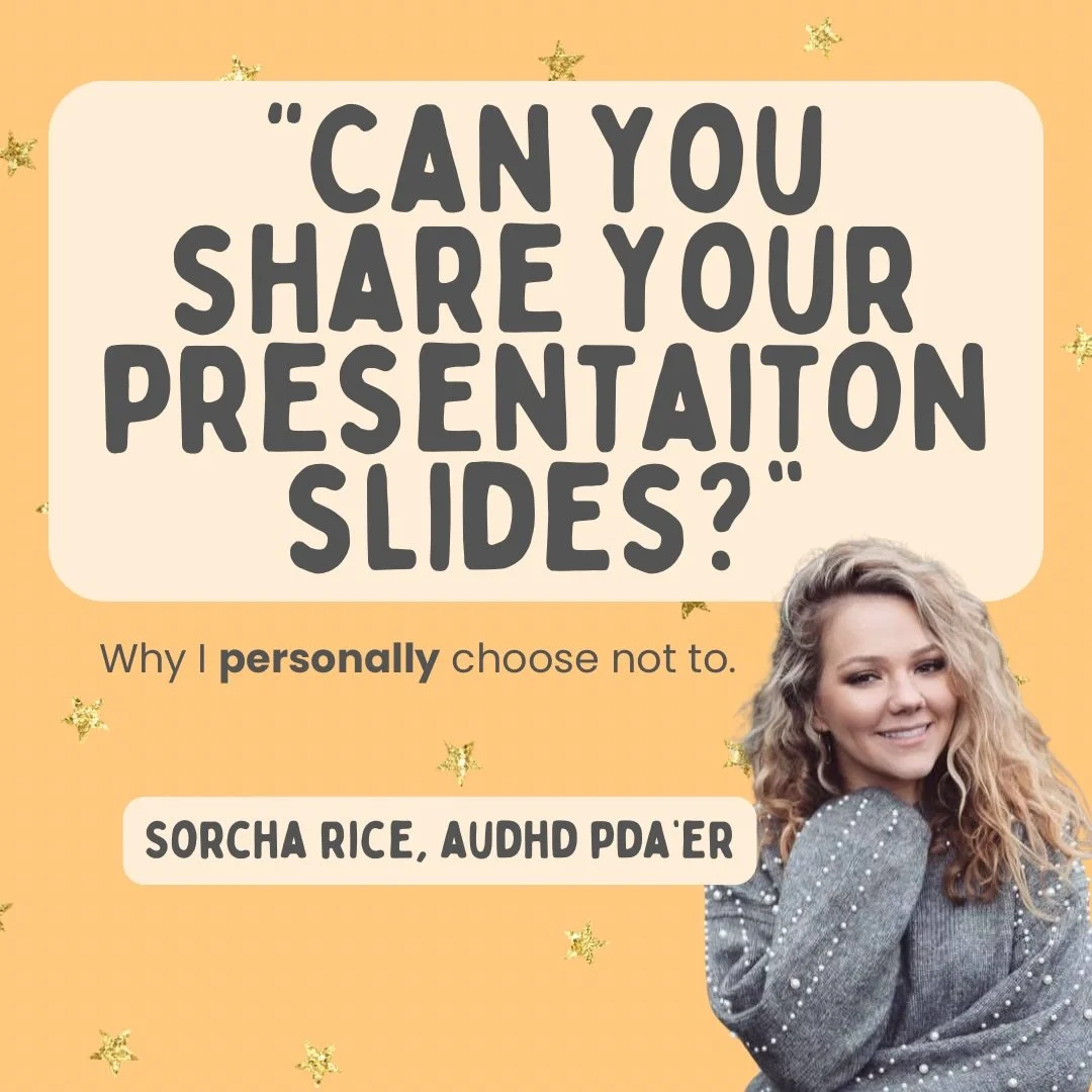 I&rsquo;m often asked if I can share my presentation slides after webinars or talks 🤍

I completely understand the intention behind this, people want to revisit the information, process it in their own time.

But I personally don&rsquo;t share my sl