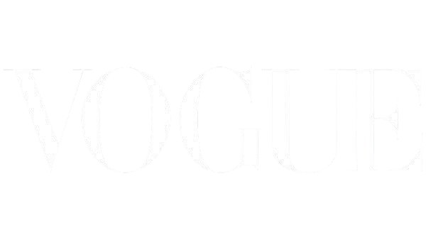 Vogue magazine logo in black and white.