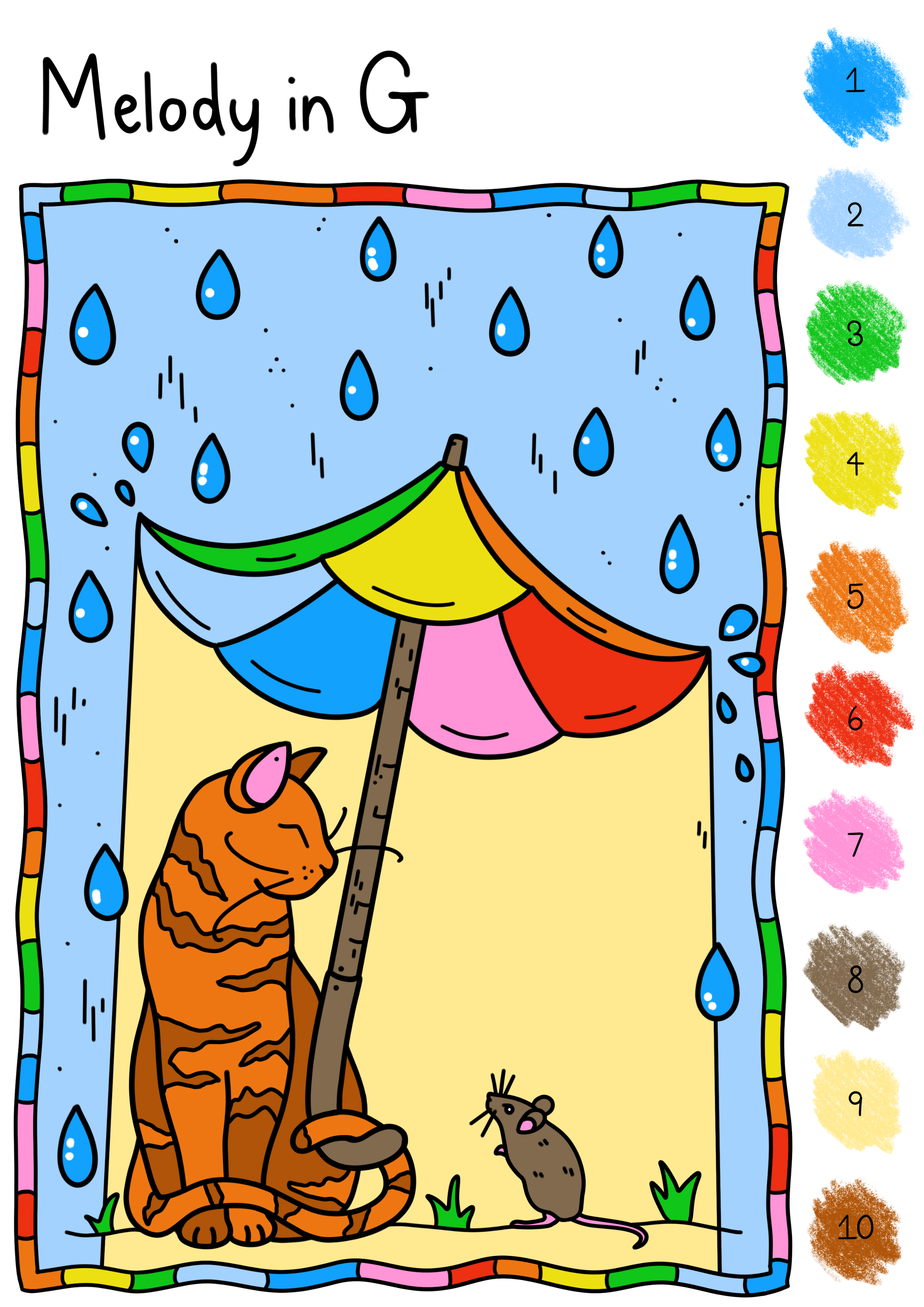 Children's 'colour by number' commission, digital illustration. Brief: Set of 3 simple colouring pages for primary school aged children.