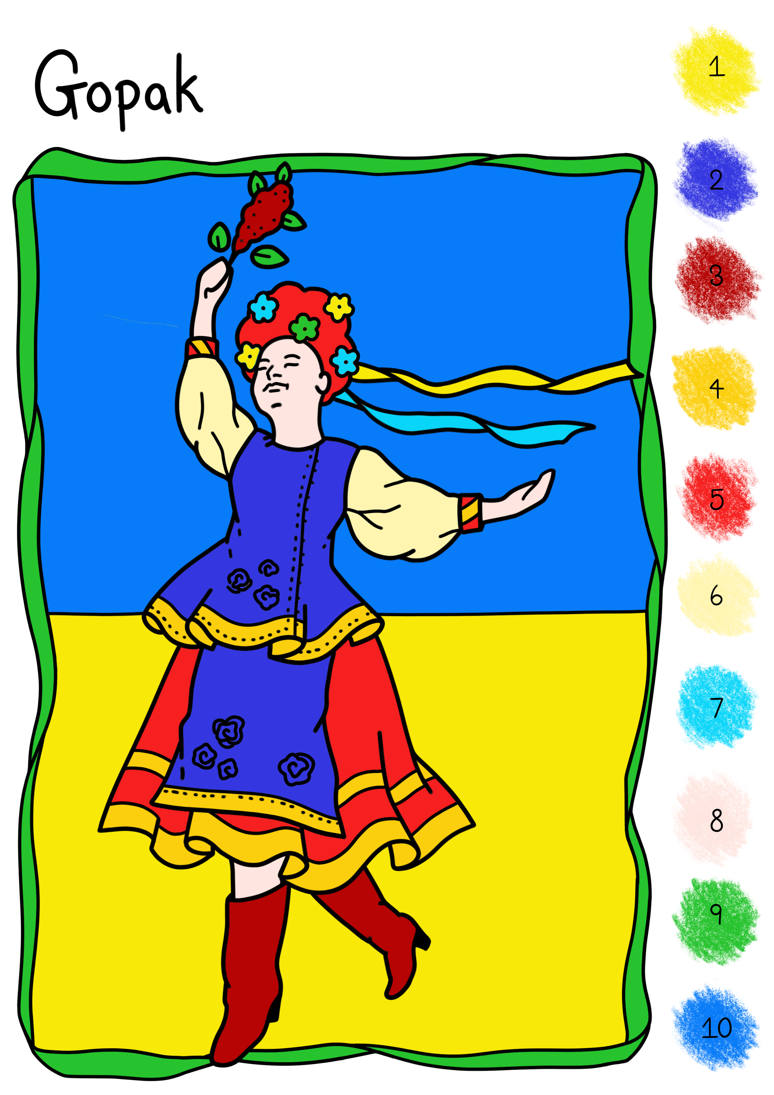 Children's 'colour by number' commission, digital illustration. Brief: Set of 3 simple colouring pages for primary school aged children.