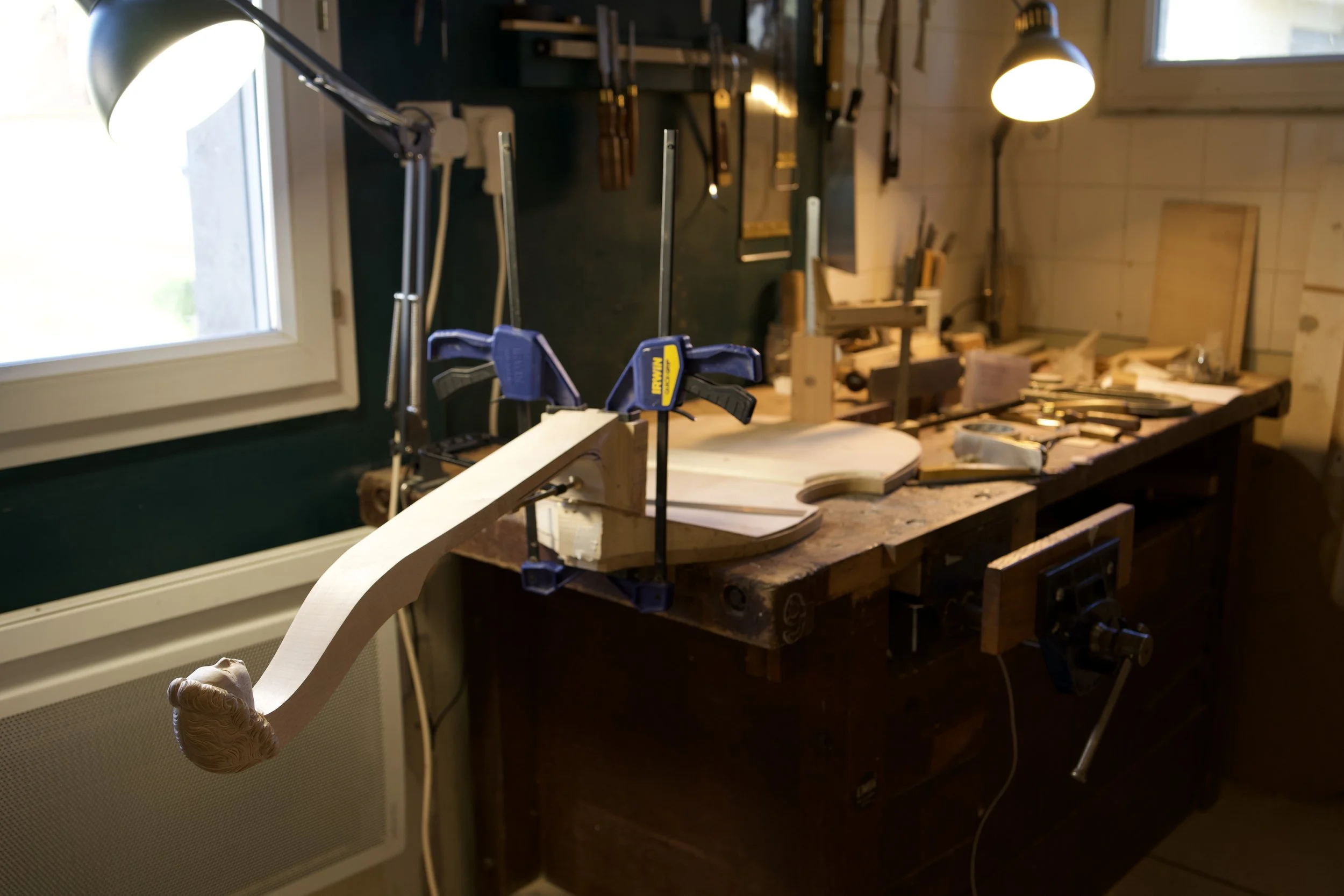 Viole de gambe en construction