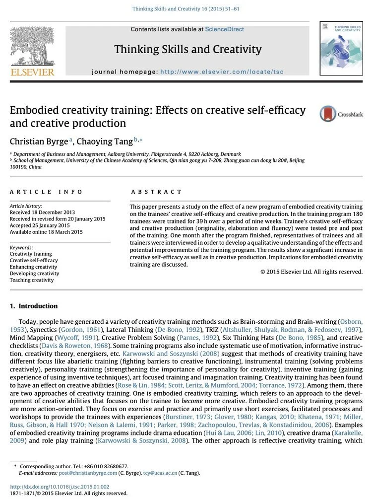 Embodied creativity training