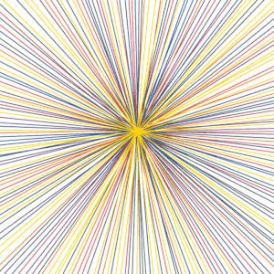 Colorful radiating lines emanating from a central point, creating a starburst pattern.