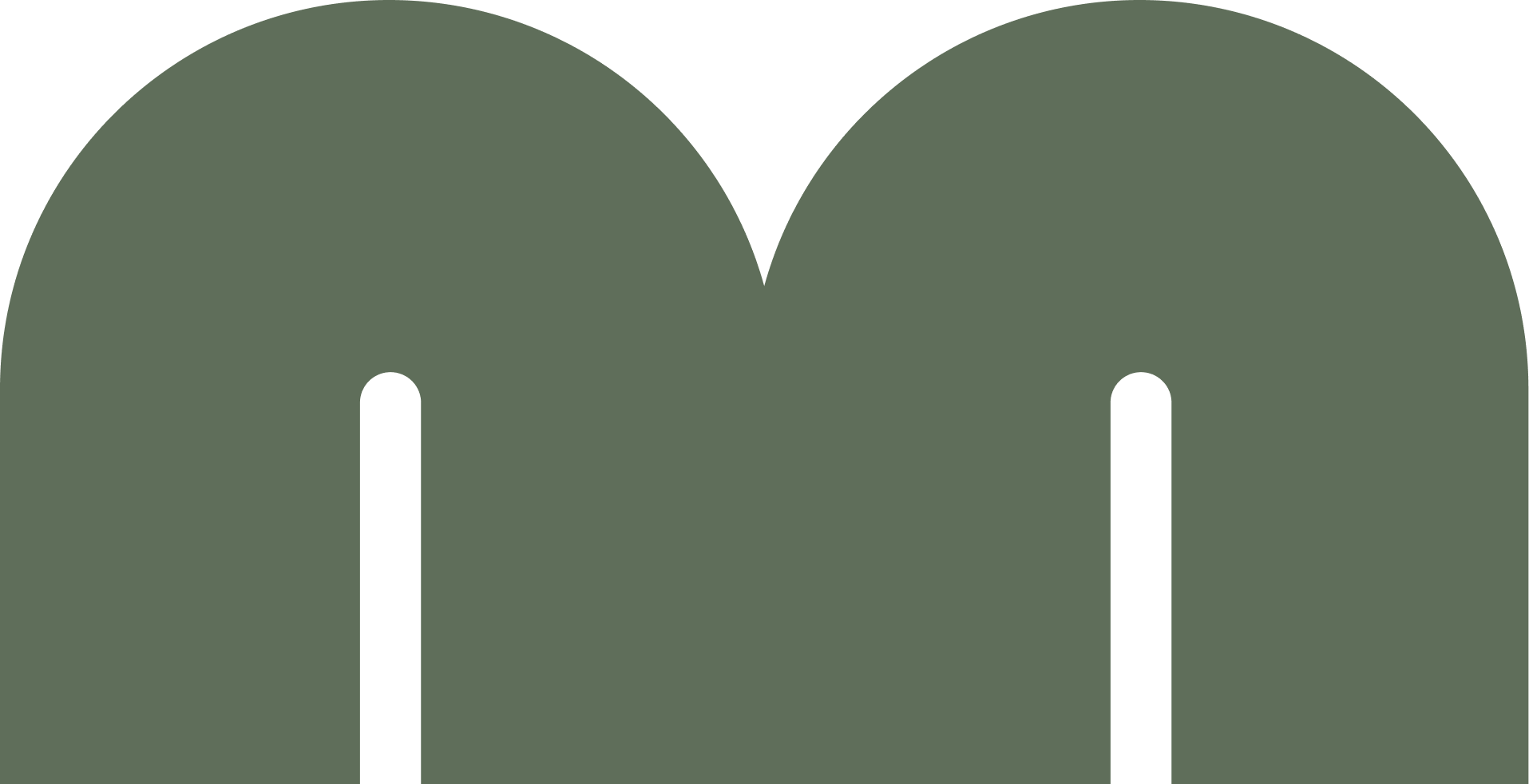 Eine großer, stilisierter grüner Buchstabe 'M'.