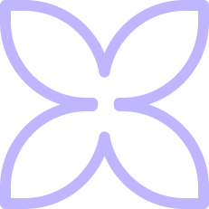 Abstraktes Schmetterlingssymbol mit lila Umriss.