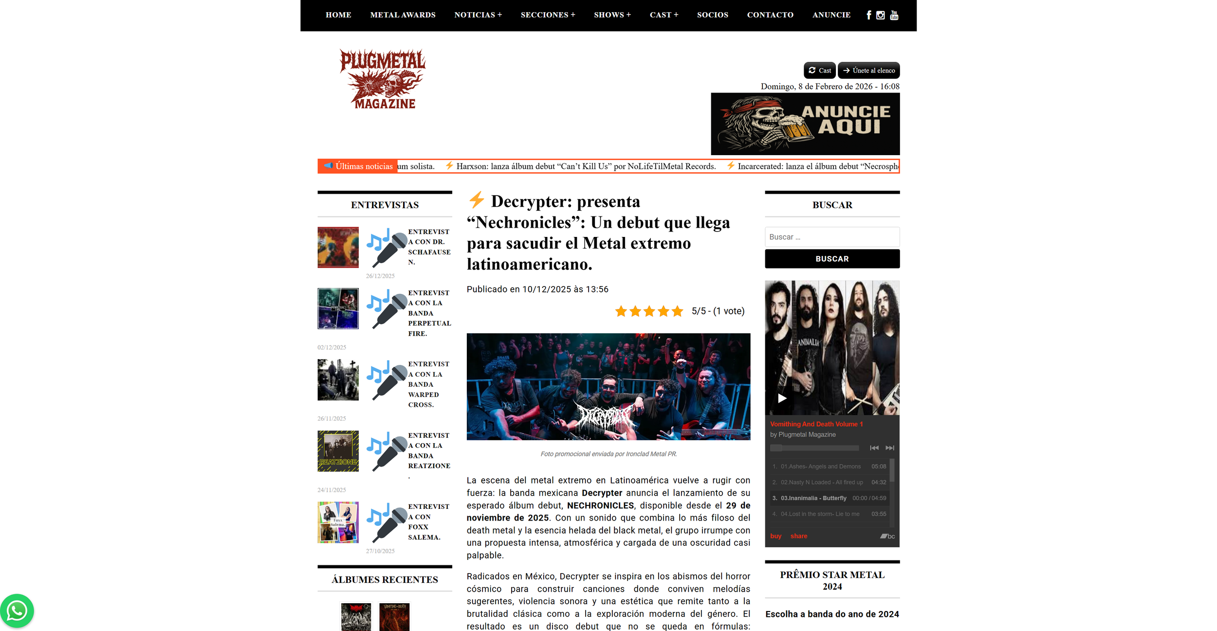 Mexican Death Metal band Decrypter featured on Plugmetal Magazine