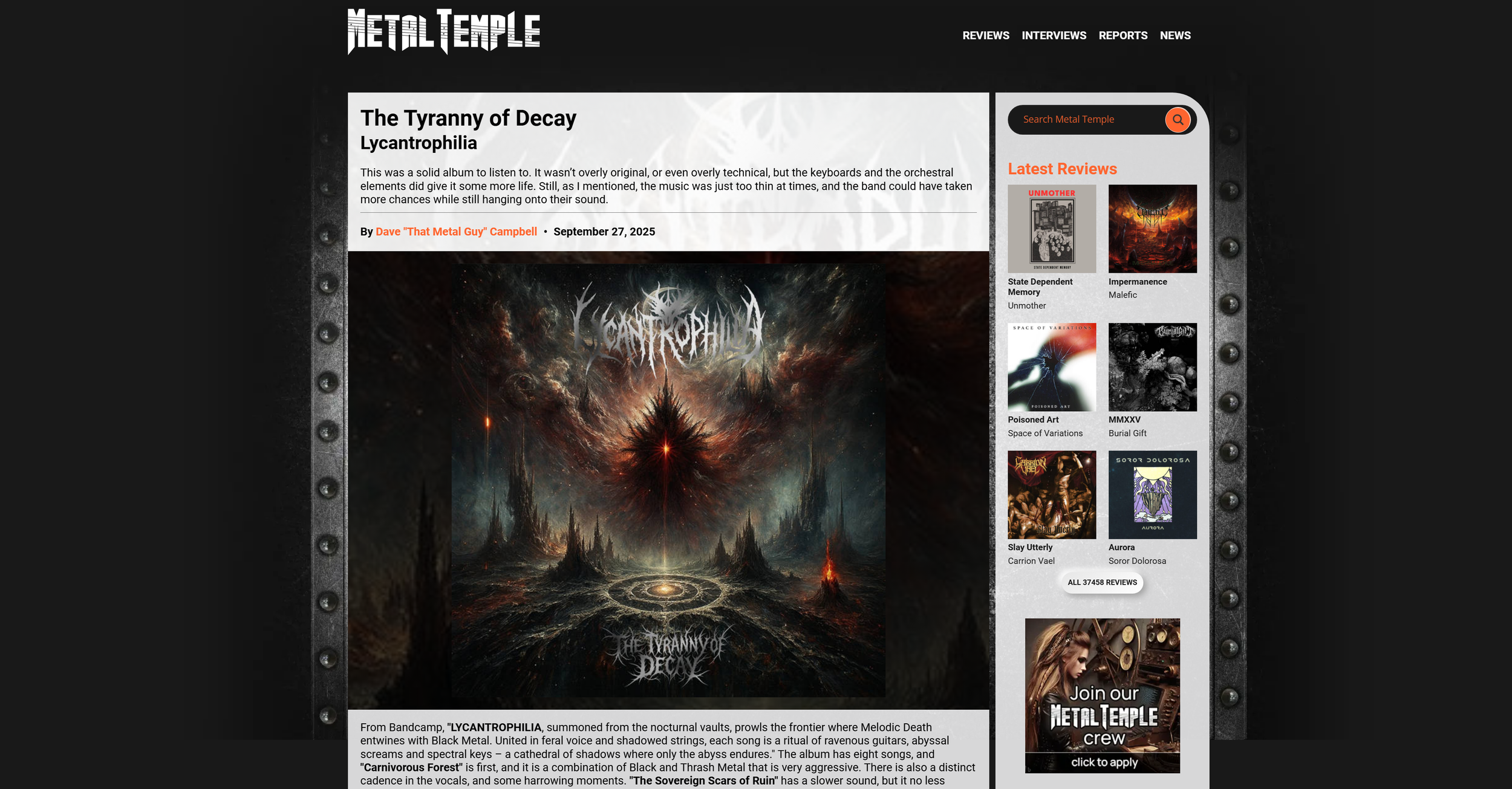 French/German Black Metal band reviewed by Metal Temple