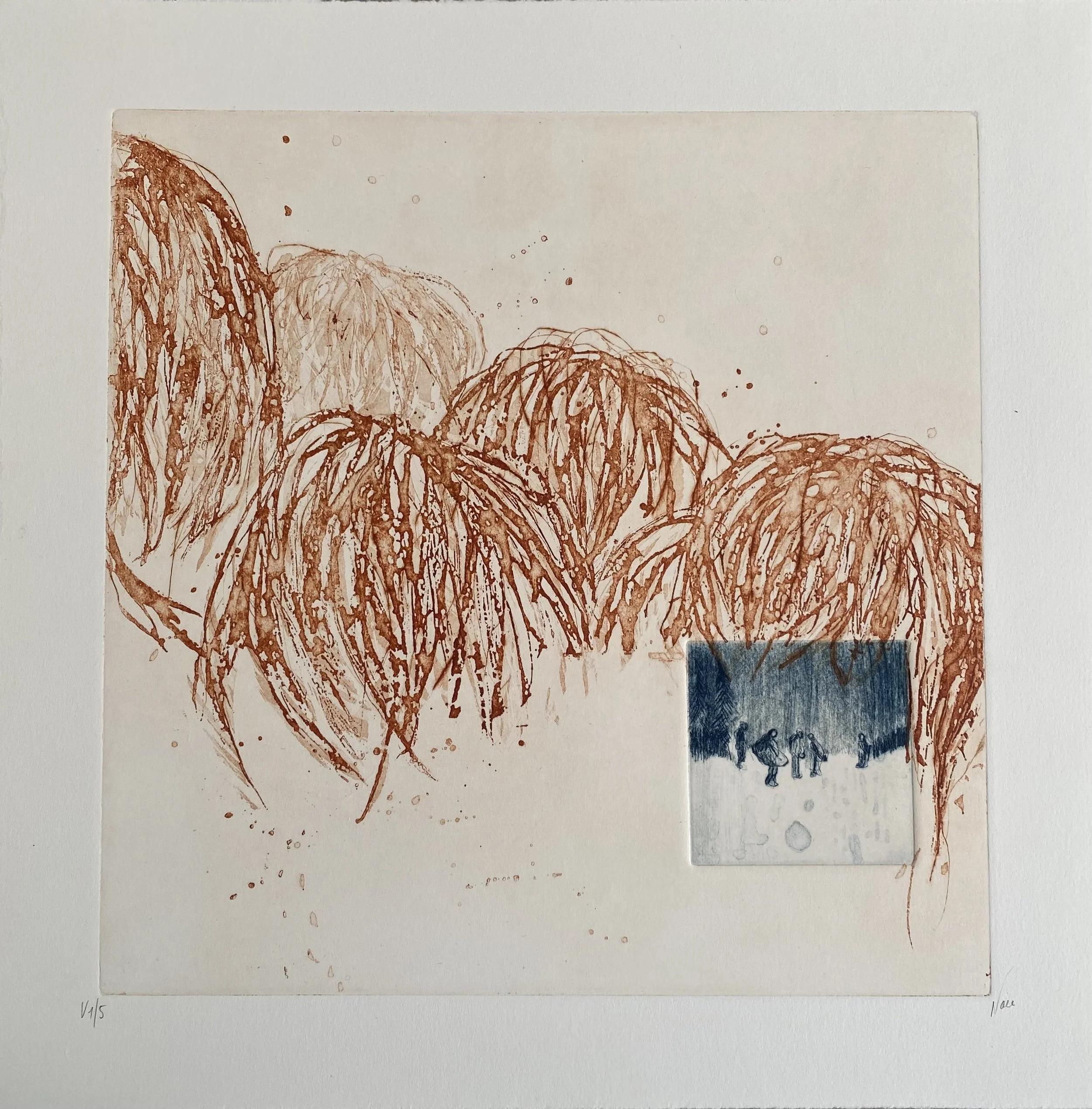  Agnès Vandermarcq, Antipodes 1, eau-forte et pointe sèche, 30 x 30 cm, 2025 