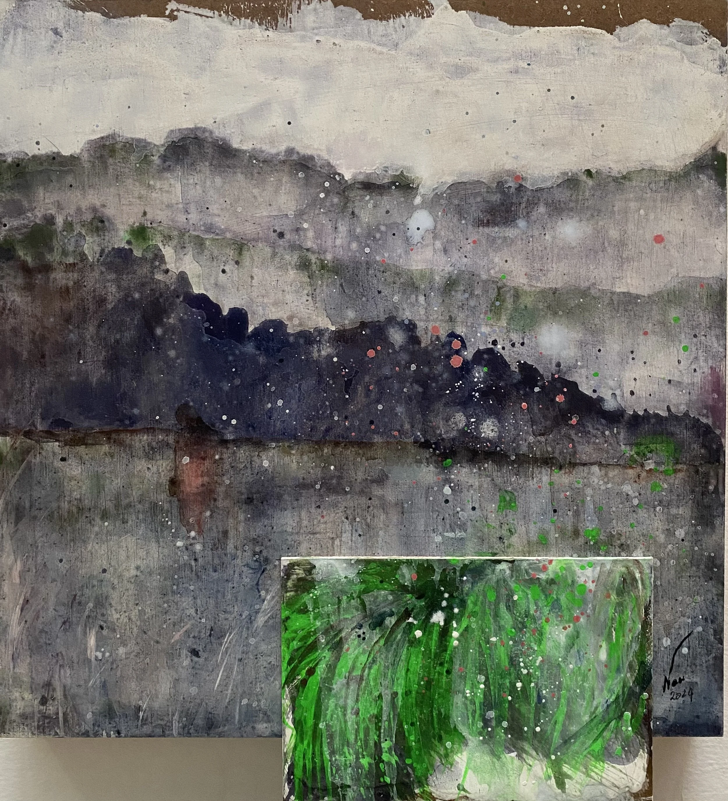  Agnès Vandermarcq, Silhouette rose, tempera sur bois, 30,5 x 30,5 cm, 2024 