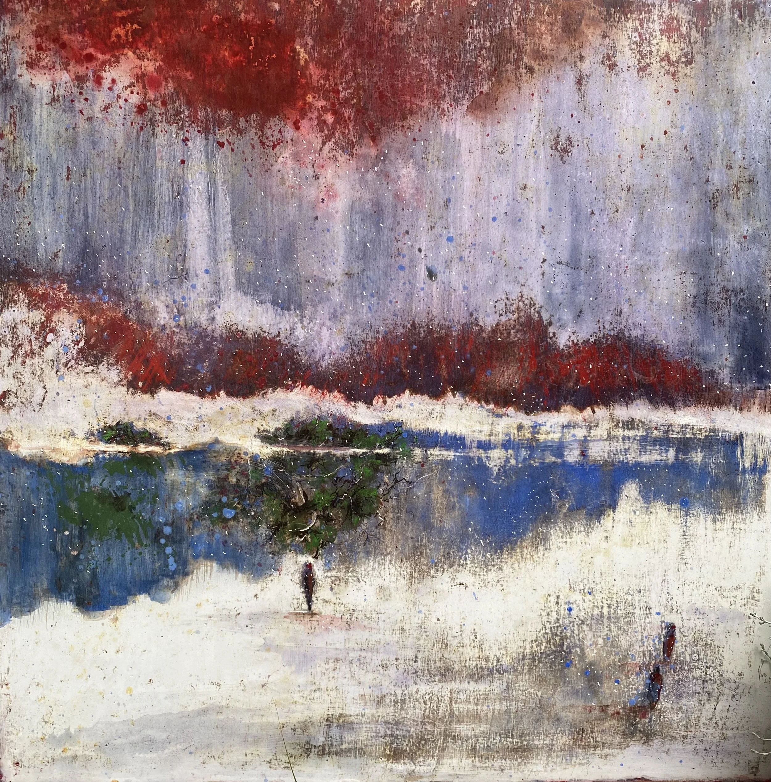  Agnès Vandermarcq, Reflets, tempera sur bois cirée, 60 x 60 cm, 2012-2025 