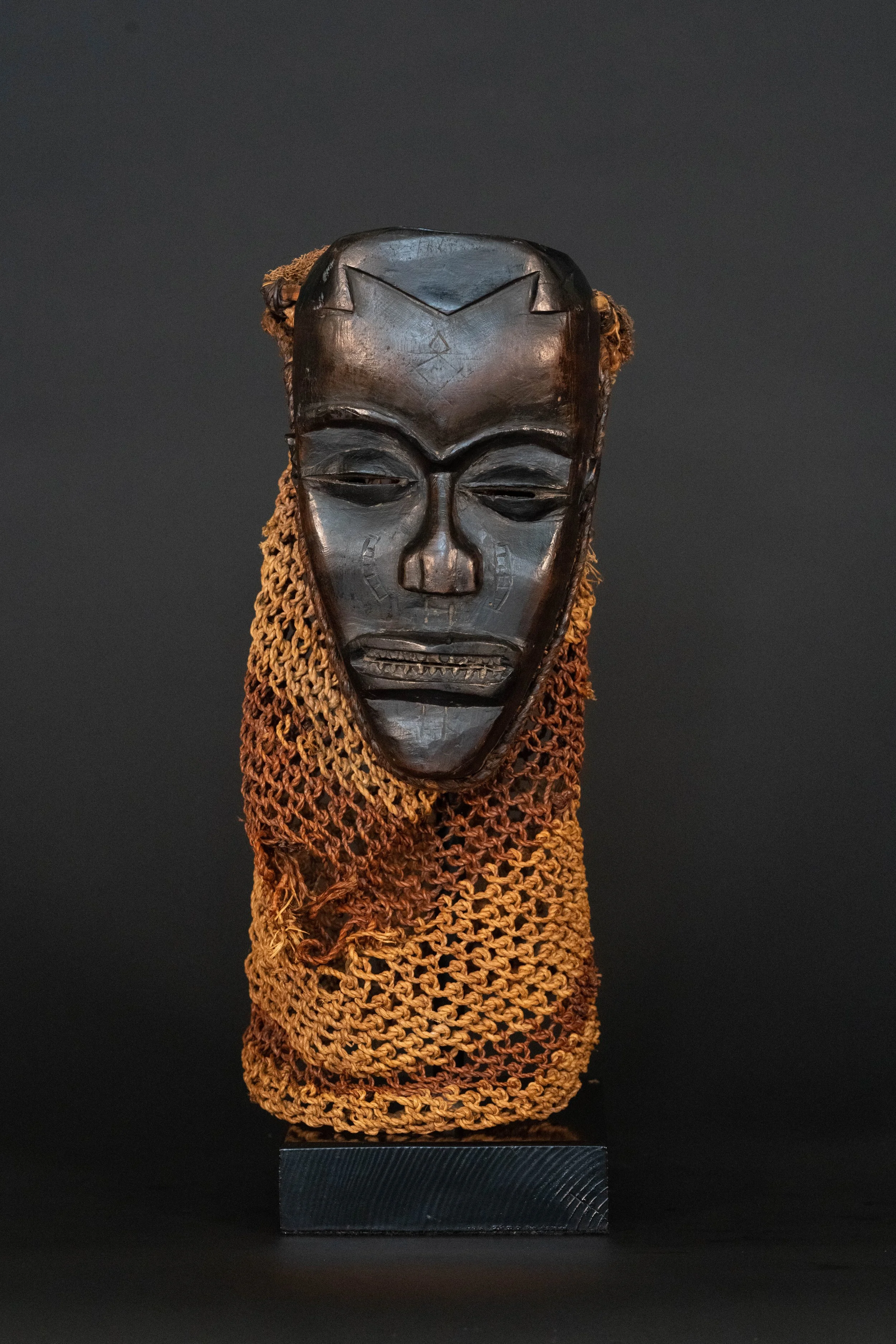 Chokwe Mask with Raffia Headdress, Angola / Democratic Republic of the Congo Border Region