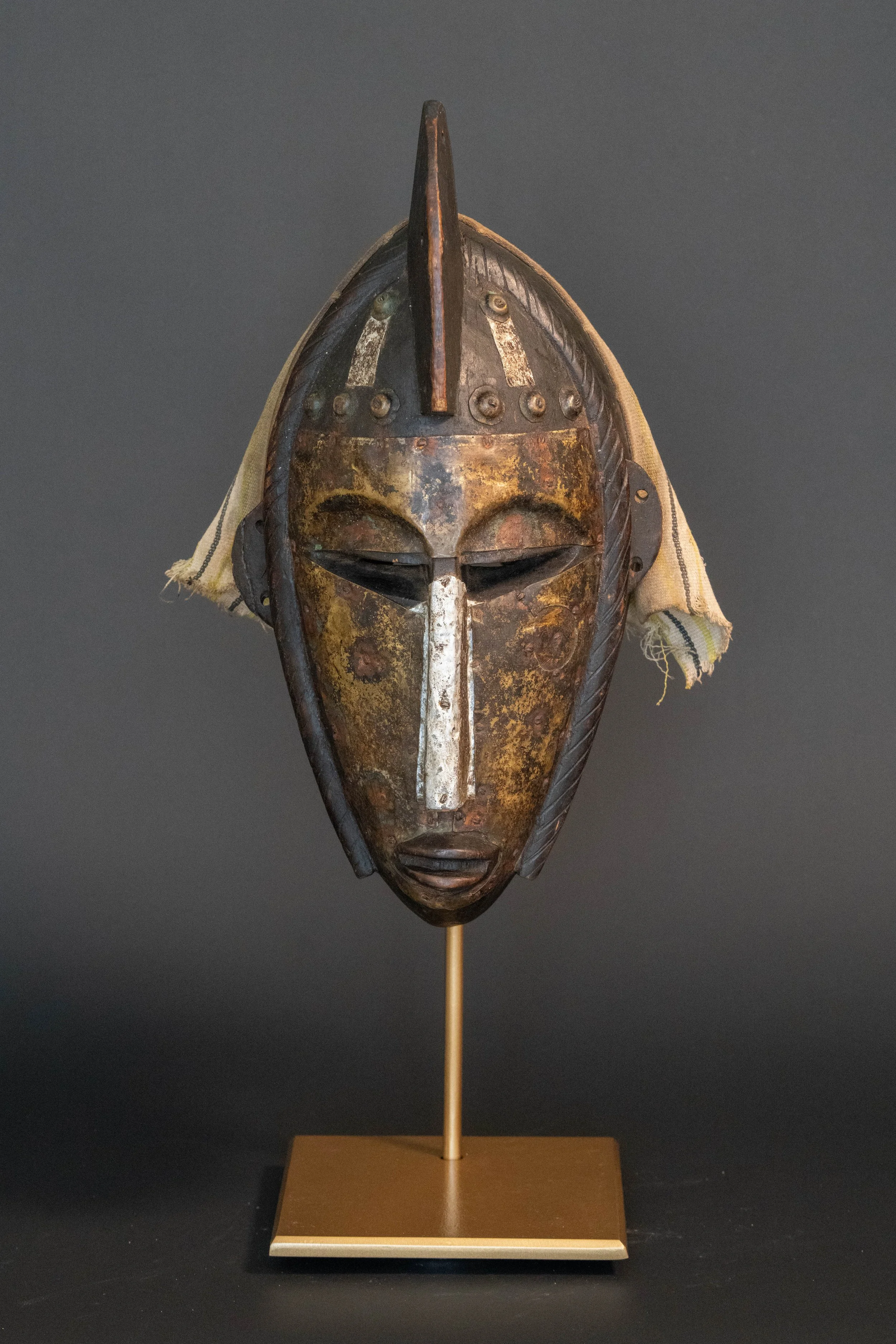 Marka Metal-Clad Mask with Striped Woven Textile, Mali / Burkina Faso