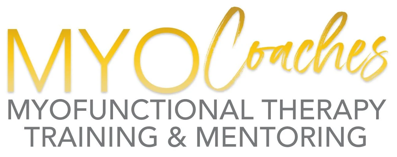 Logo for MYOaches, a myfunctional therapy training and mentoring business, with gold and gray text.