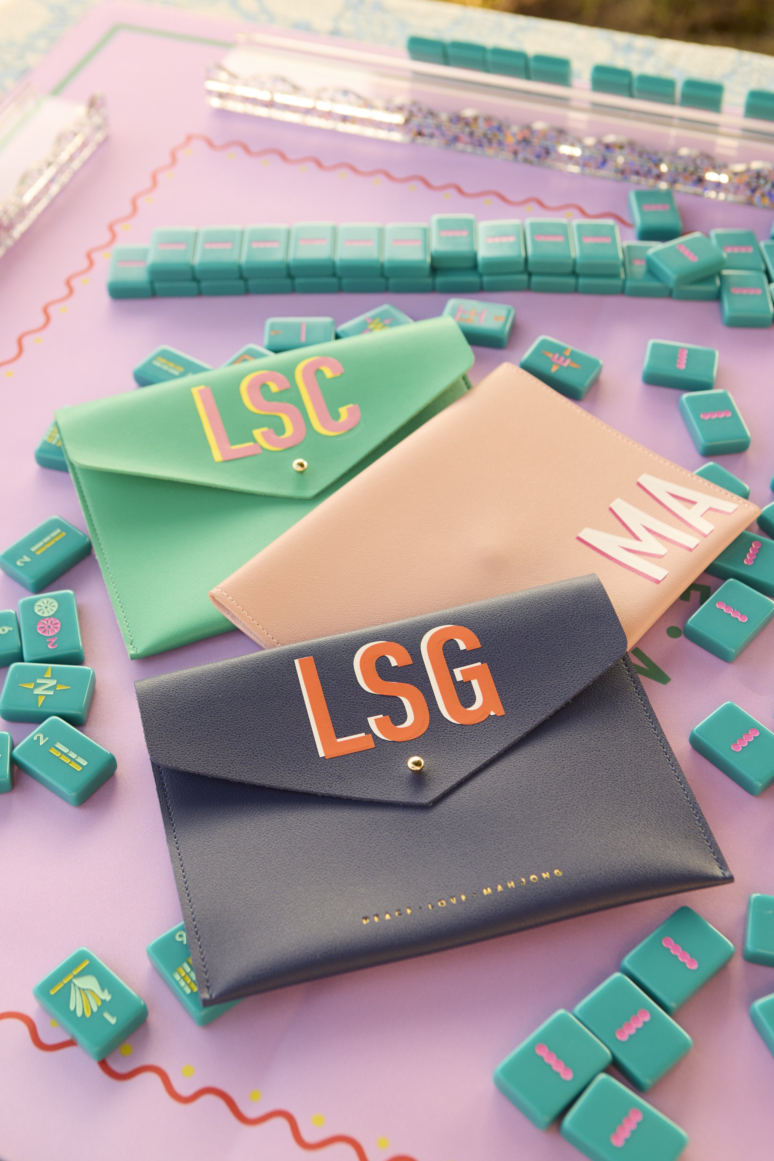 Custom Monogrammed Mahjong Card Clutch