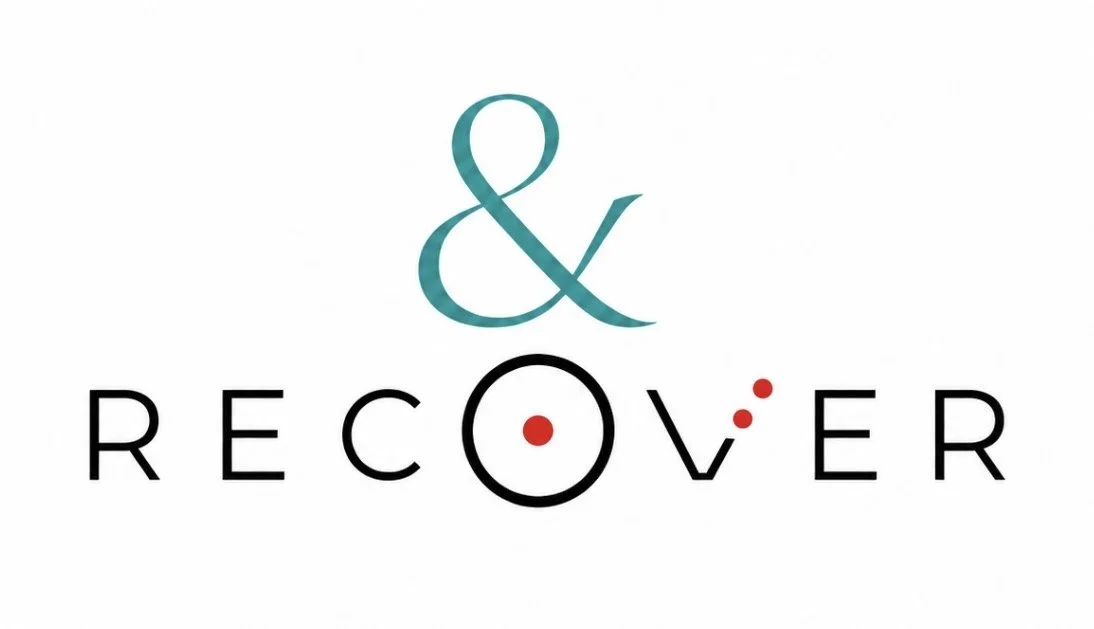 &RECOVER logo — the word "RECOVER" with the "O" stylized as a black circle with a red dot inside, and small red dots beside the "V".