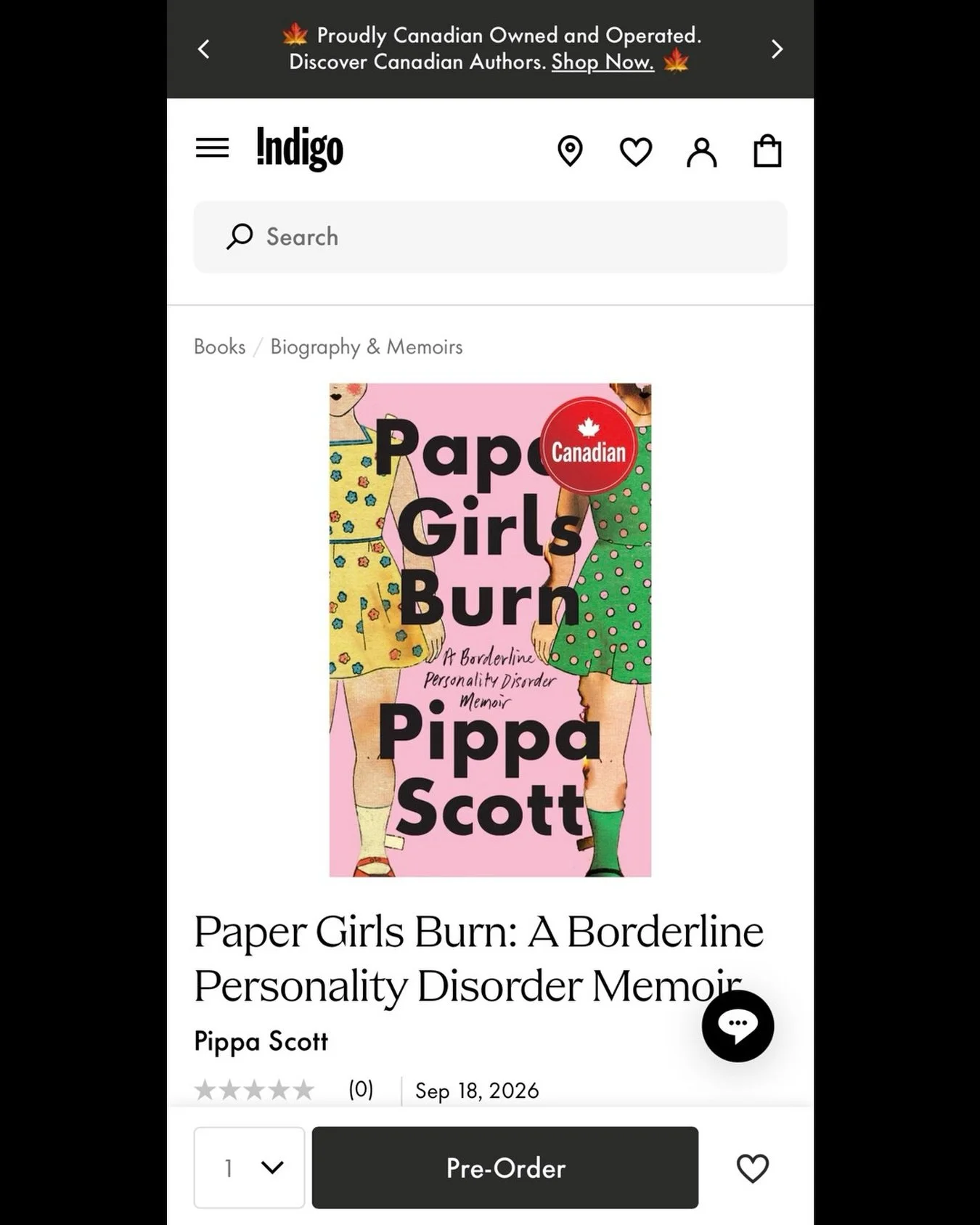Paper Girls Burn - Now available for Pre-Order through Indigo Books. 📕 🔥 @indigo 🇨🇦

&ldquo;An indelible, sharply detailed life story that&rsquo;s earnest and engrossing. Our Verdict: GET IT&rdquo; 
- Kirkus Reviews 

&ldquo;Darkly funny, brutall
