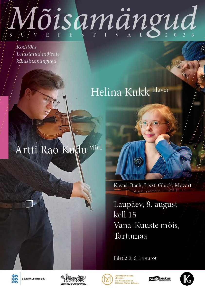Suvefestival Mõisamängud 2026. Artti Rao Kudu (viiul), Helina Kukk (klaver)