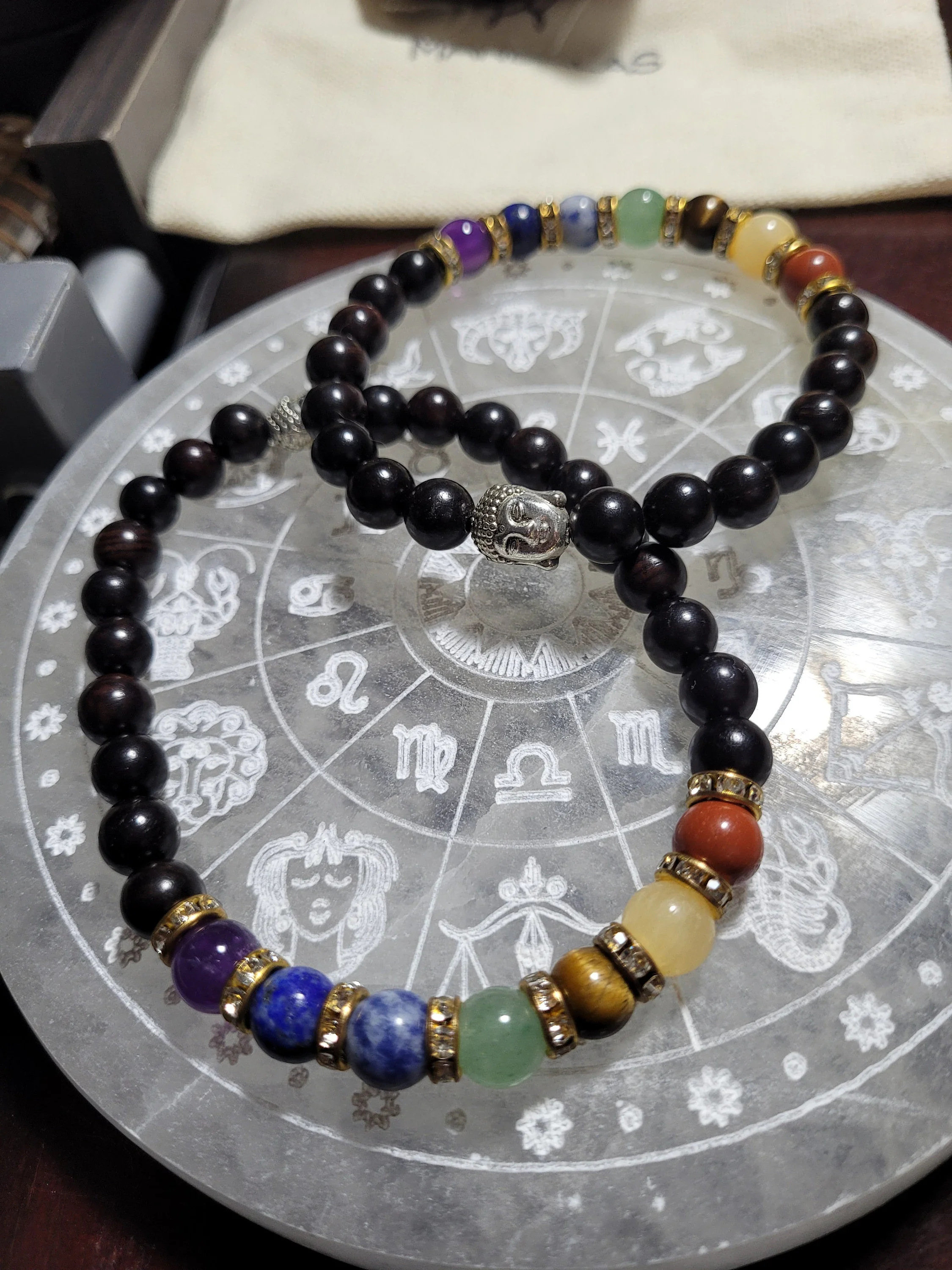 Bracelet bois d'ébène et 7 chakras