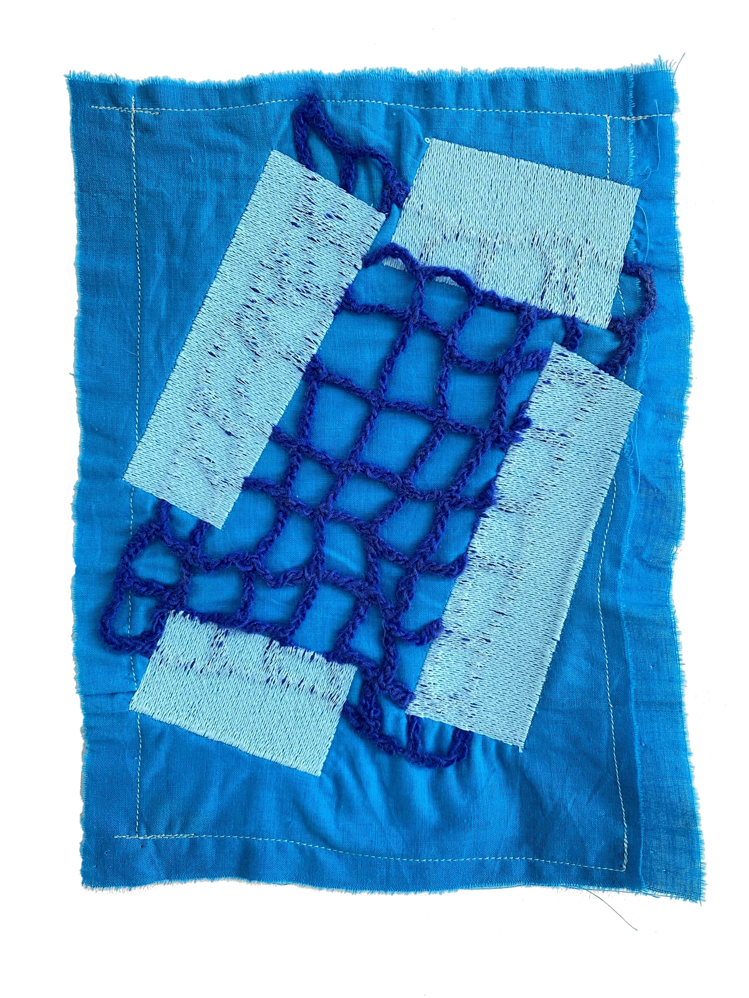 Eleanor Anderson "Cipher 12" (10" x 7") cotton, machine embroidery, crochet, 2023. 400.