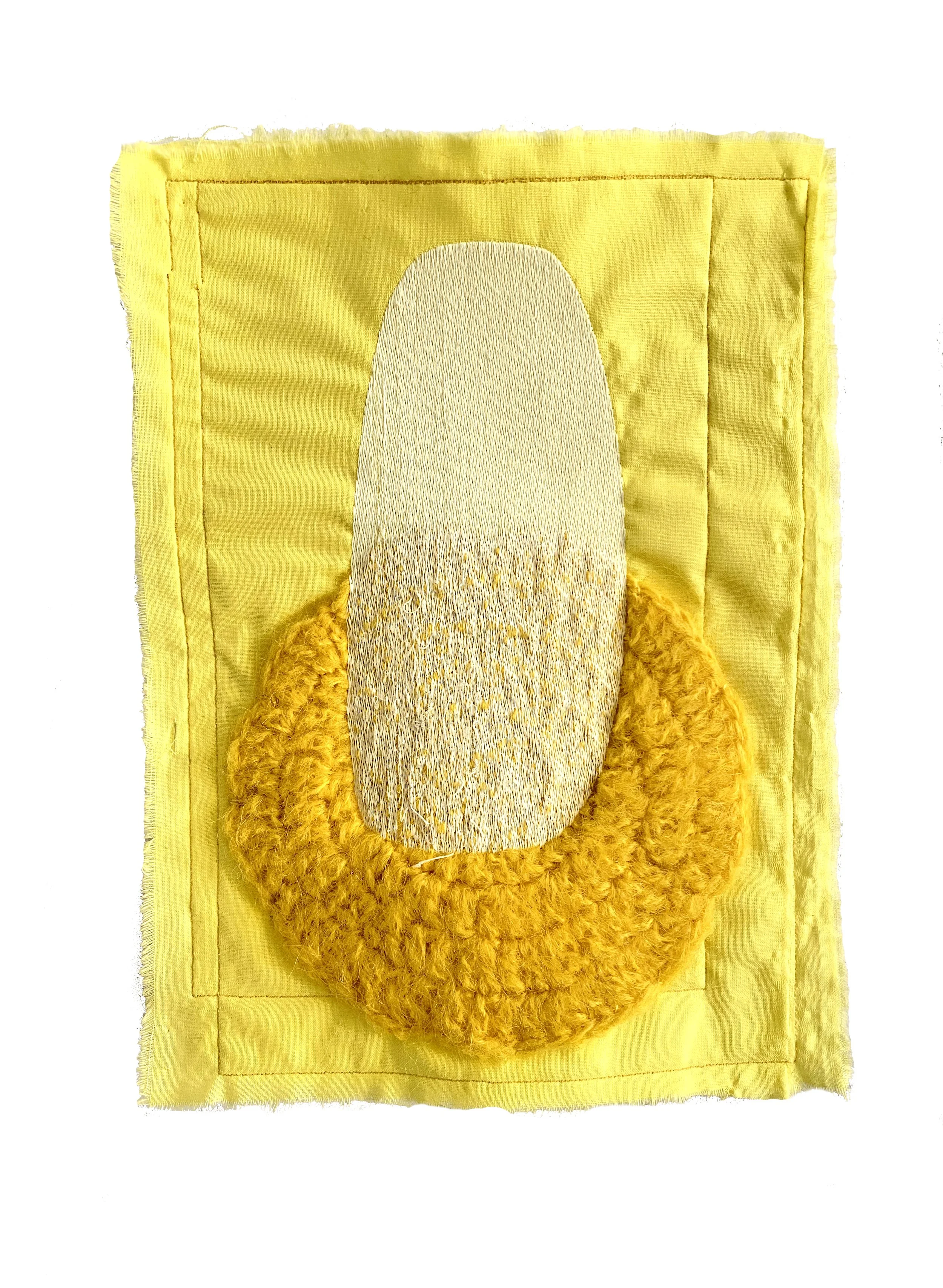 Eleanor Anderson "Cipher 20" (10" x 7") Cotton, machine embroidery, crochet, 2023. sold.