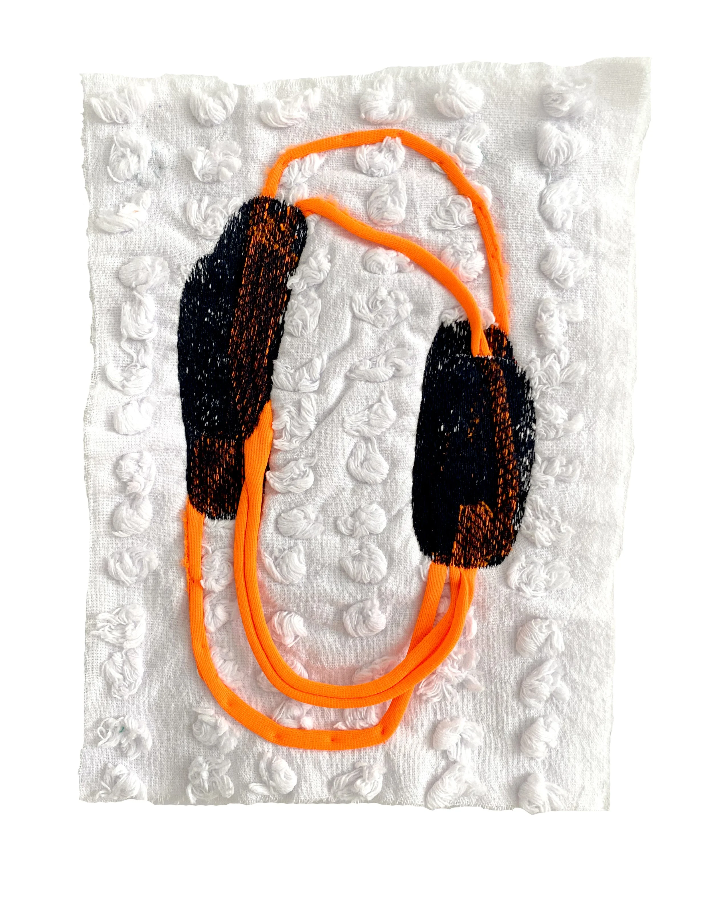 Eleanor Anderson "Cipher 7" (10" x 7") cotton, elastic, machine embroidery, 2023. 400.