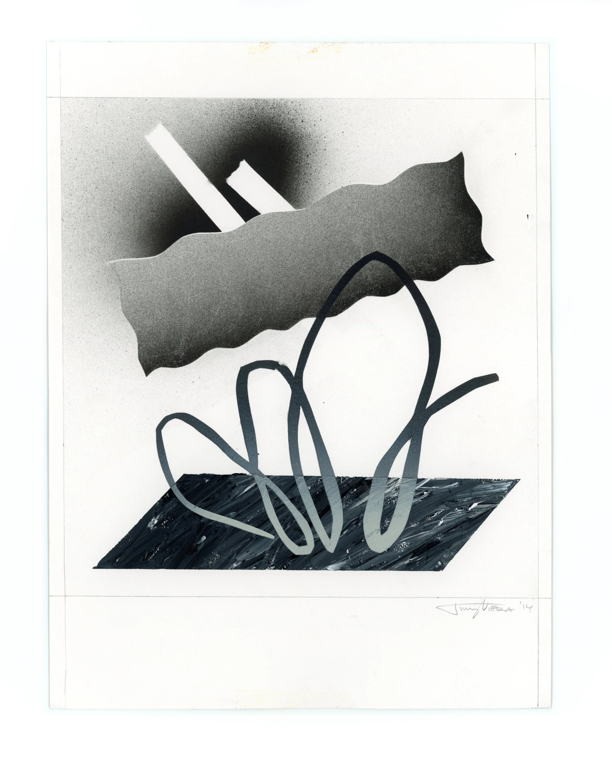 Jimmy Viera “Sketch 1” (12” x 9”) acrylic, aerosol, and graphite on bristol, 2014.