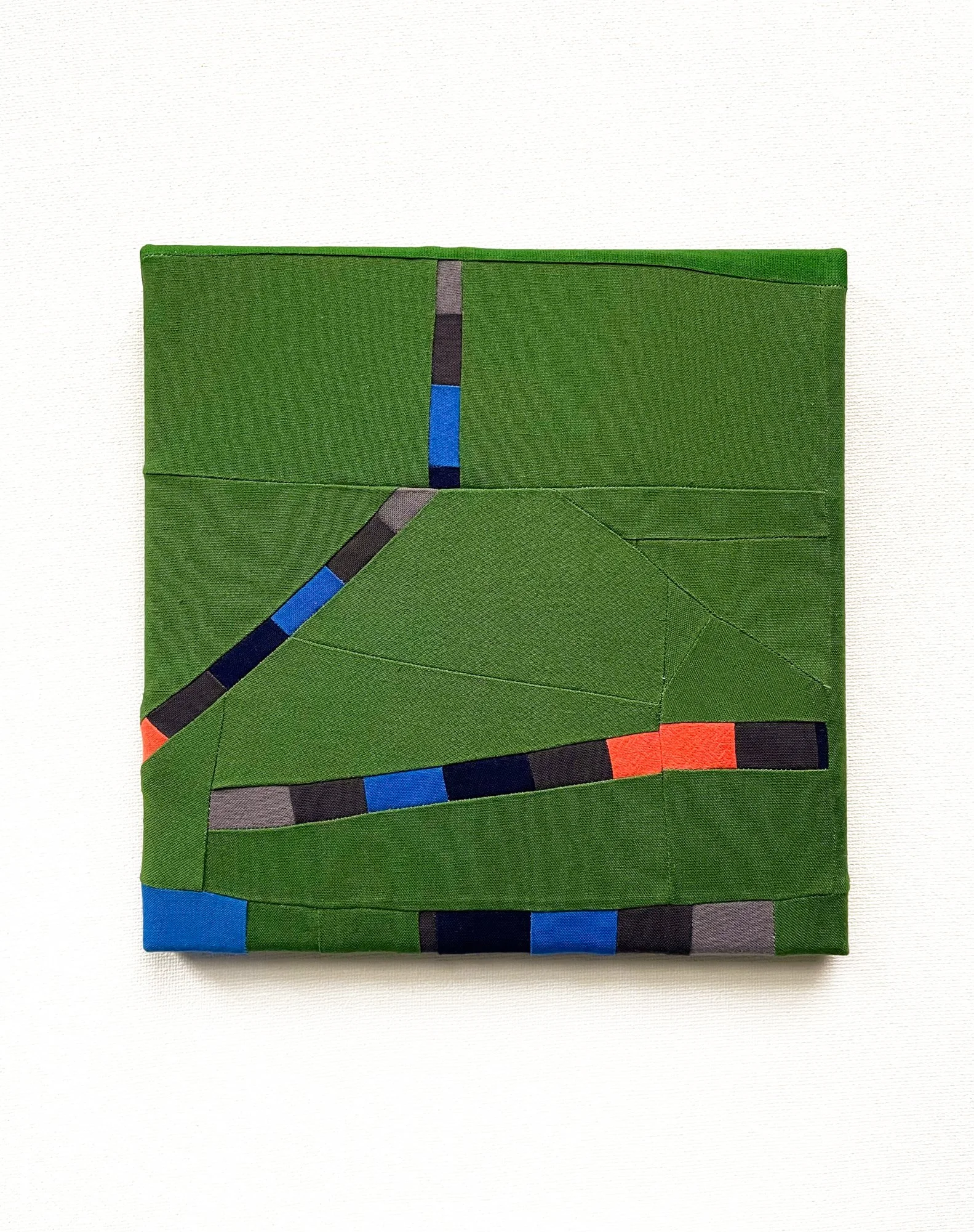 Allison McKeen "Quilt 94" (8" x 8") sewn fabric, 2025. sold.