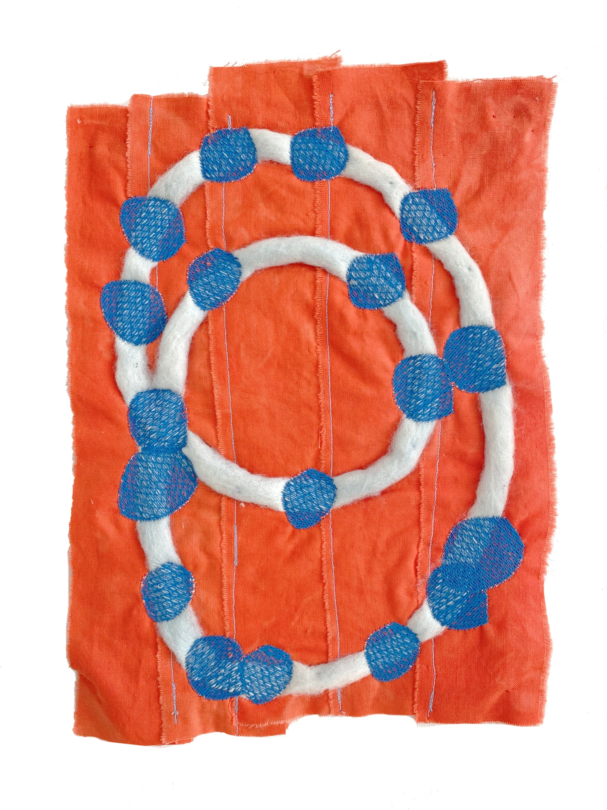 Eleanor Anderson "Cipher 66" (10" x 7") cotton, felt, machine embroidery, 2023. sold.