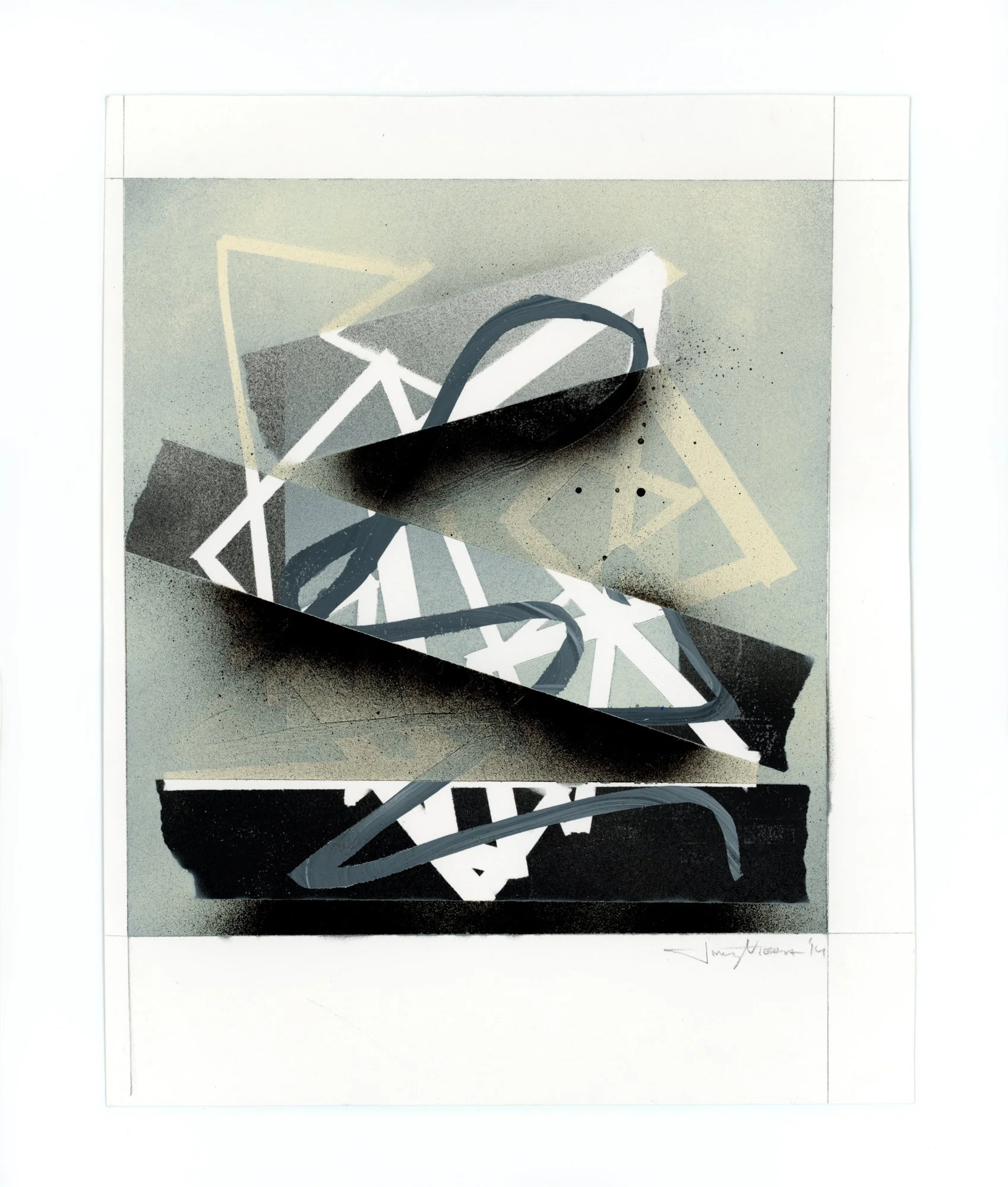 Jimmy Viera "Sketch 4" (12" x 9") acrylic, aerosol, and graphite on bristol, 2014. 600.