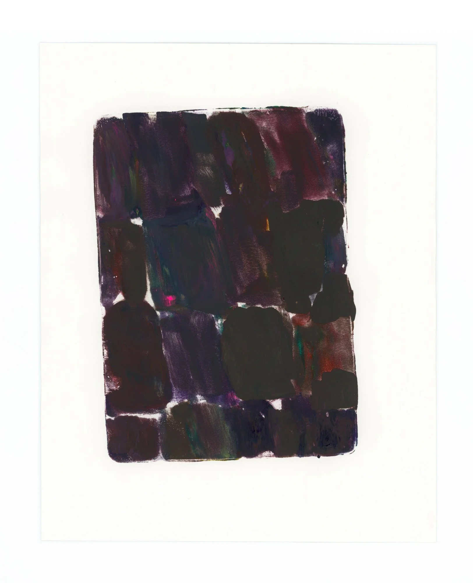 Meg Hahn "July Monoprint G" (10" x 8") acrylic on paper, 2025. sold.