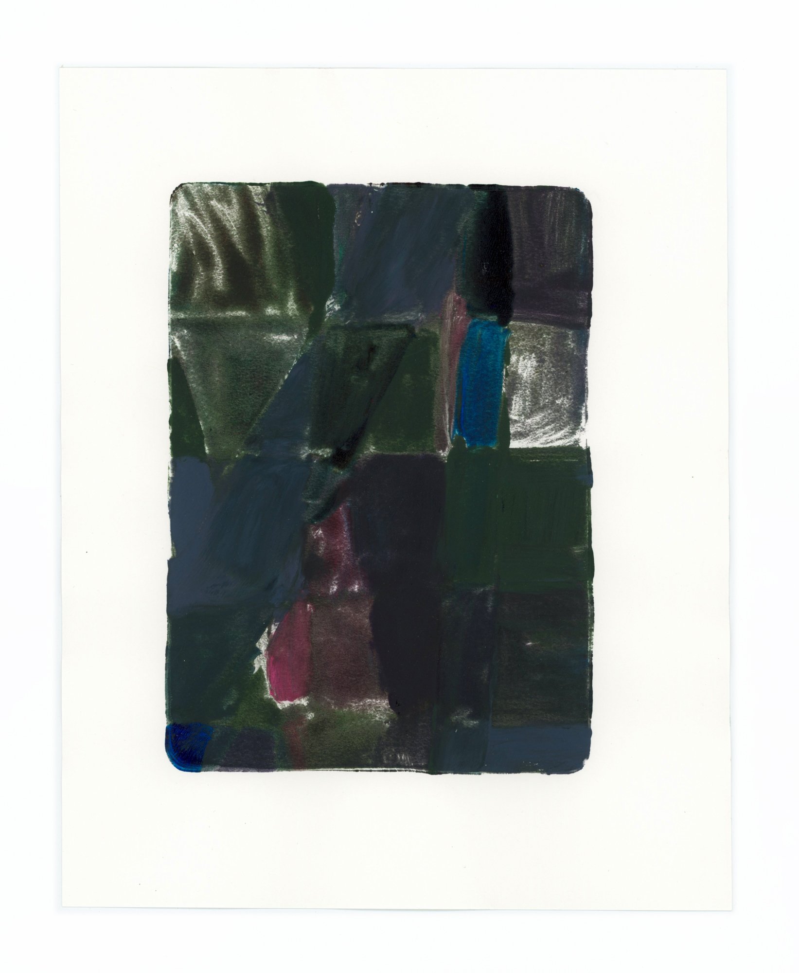 Meg Hahn "July Monoprint B" (10" x 8") acrylic on paper, 2025. 500.