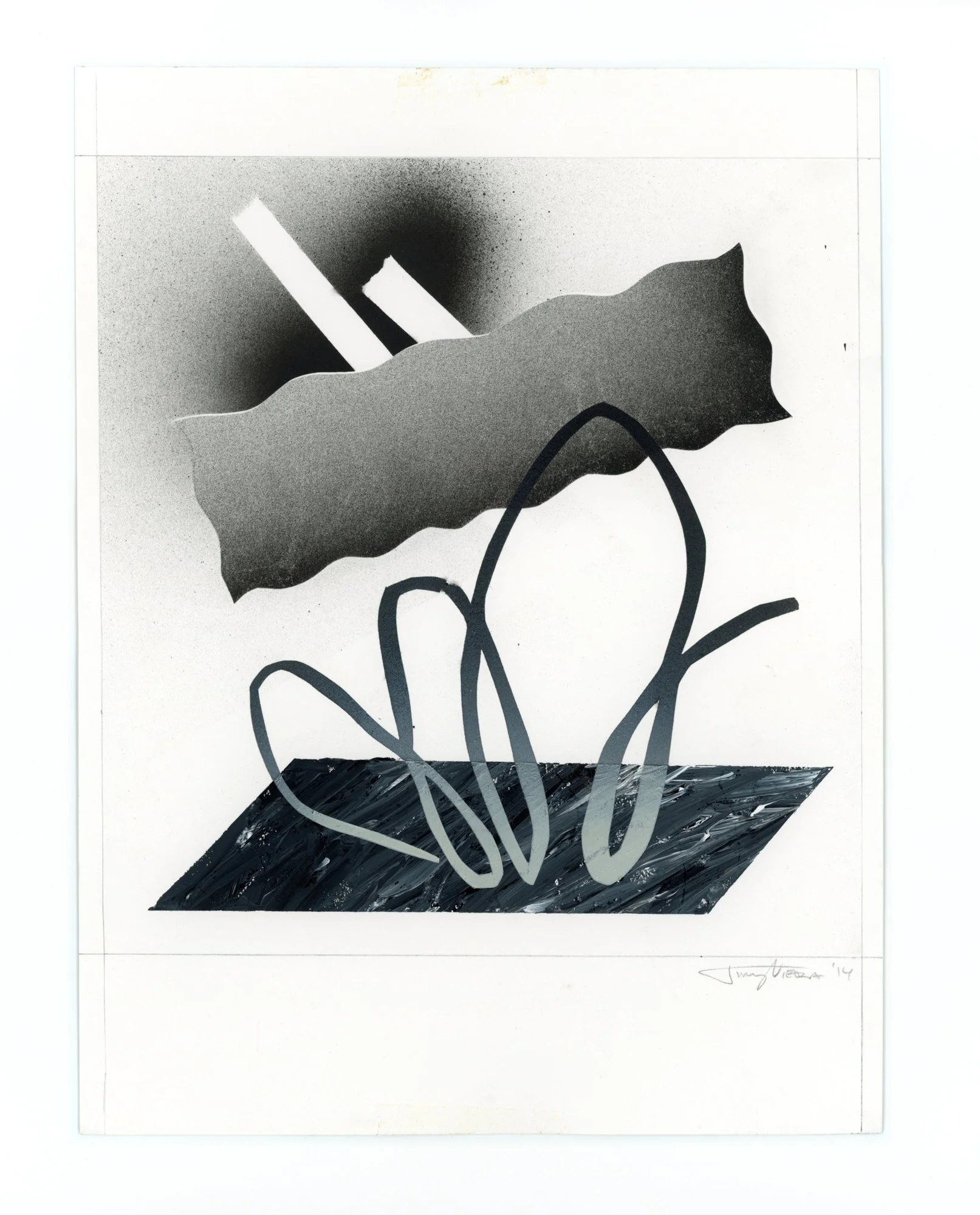 Jimmy Viera "Sketch 1"  (12" x 9") acrylic, aerosol, and graphite on bristol, 2014. 600.