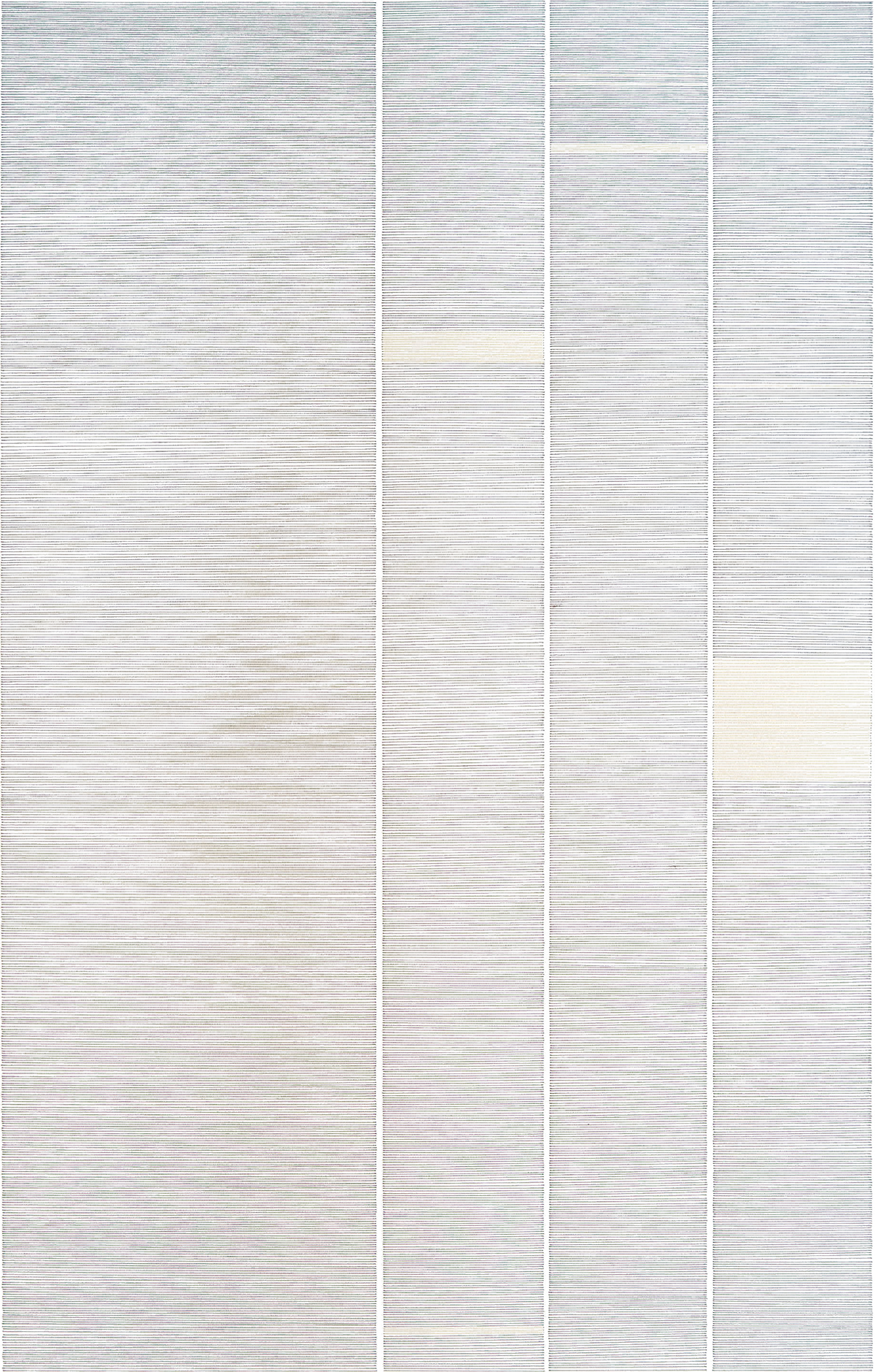 A computer screen display showing a spreadsheet with multiple rows and columns, mostly filled with gray and white text, some cells highlighted in light beige.