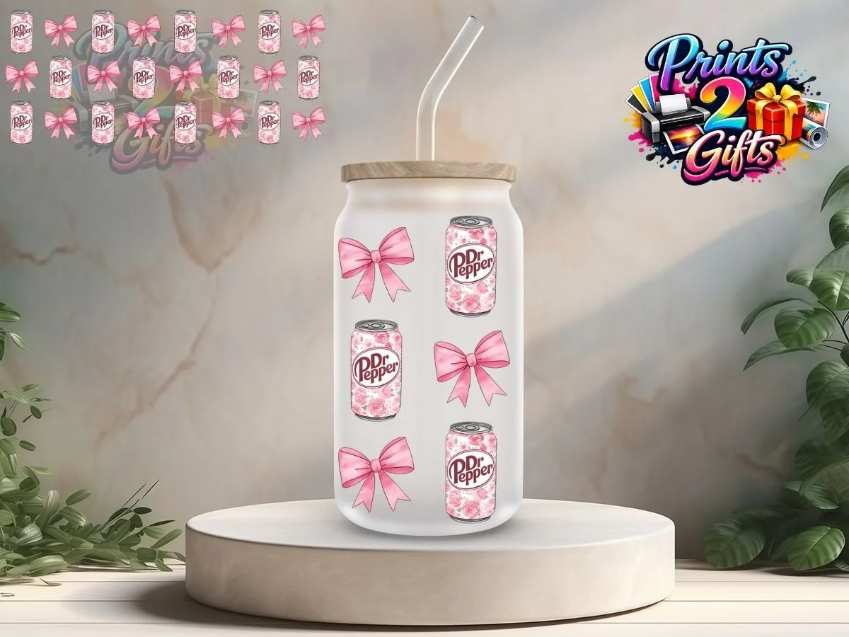 doc peppers 16oz Glass UV DTF Wrap