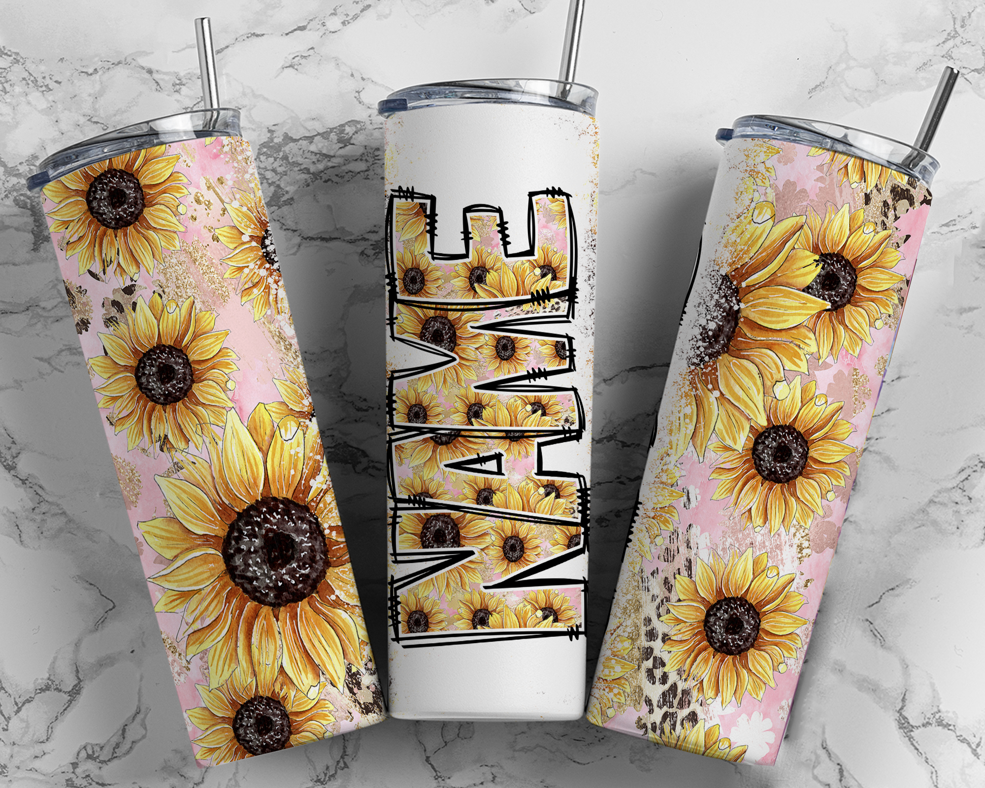sunflowers with pink tumblers MAMA