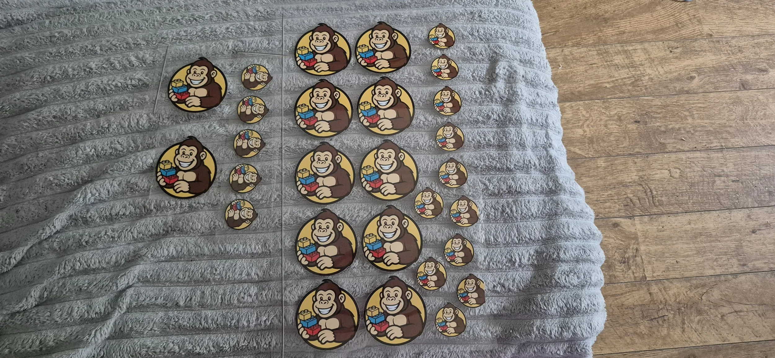 gorilla holding LEGO bricks Custom made UV DTF stickers