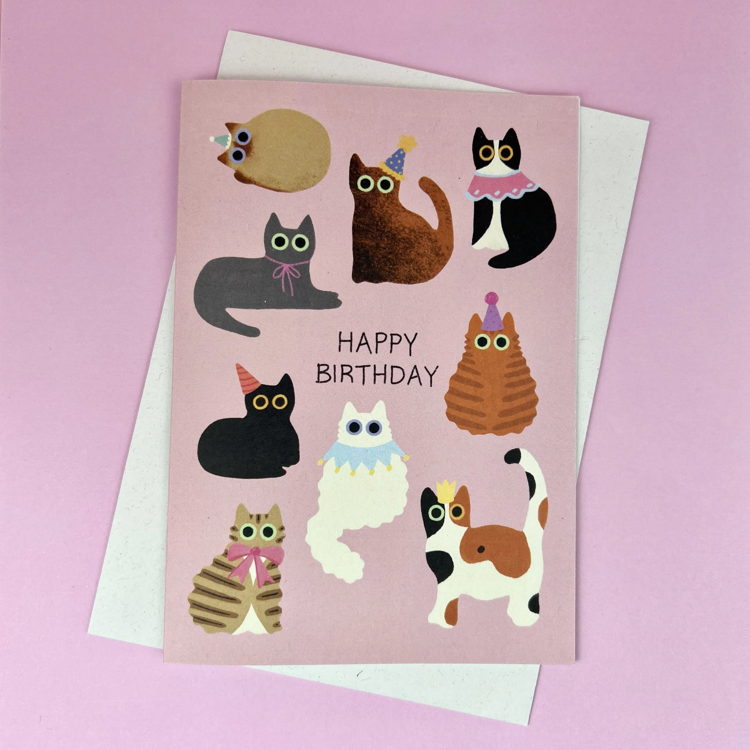 Cats in Birthday party hats card