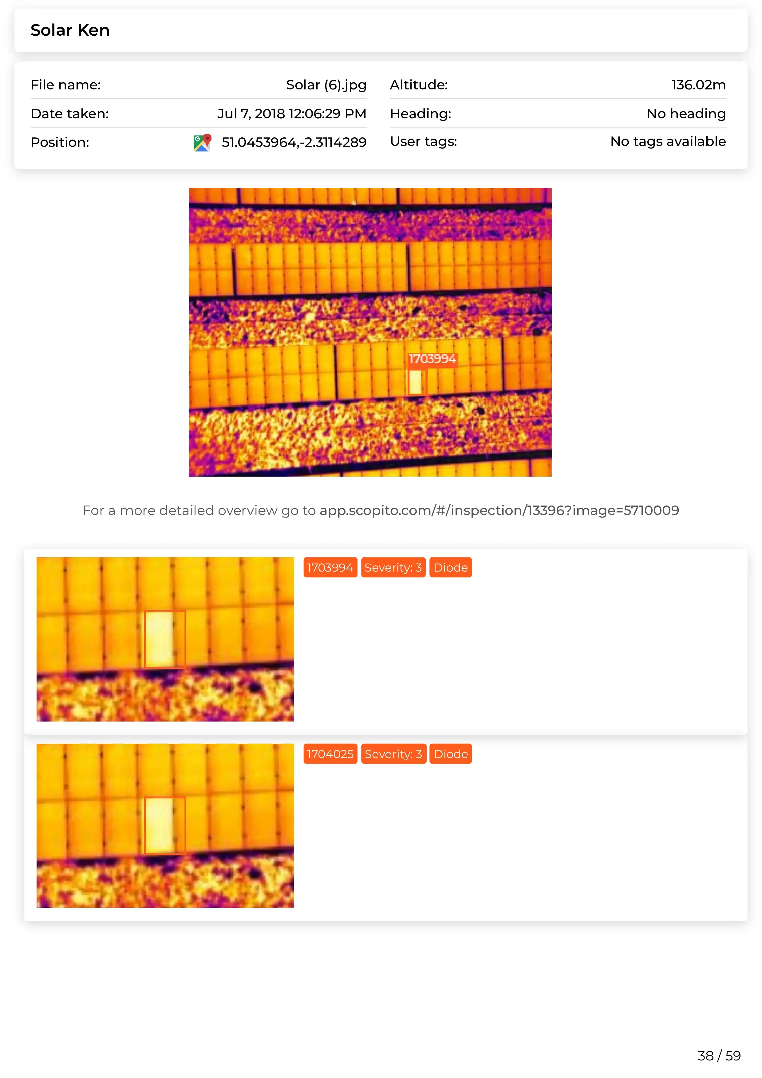Scopito drone report solar farm damage assessment West Yorkshire