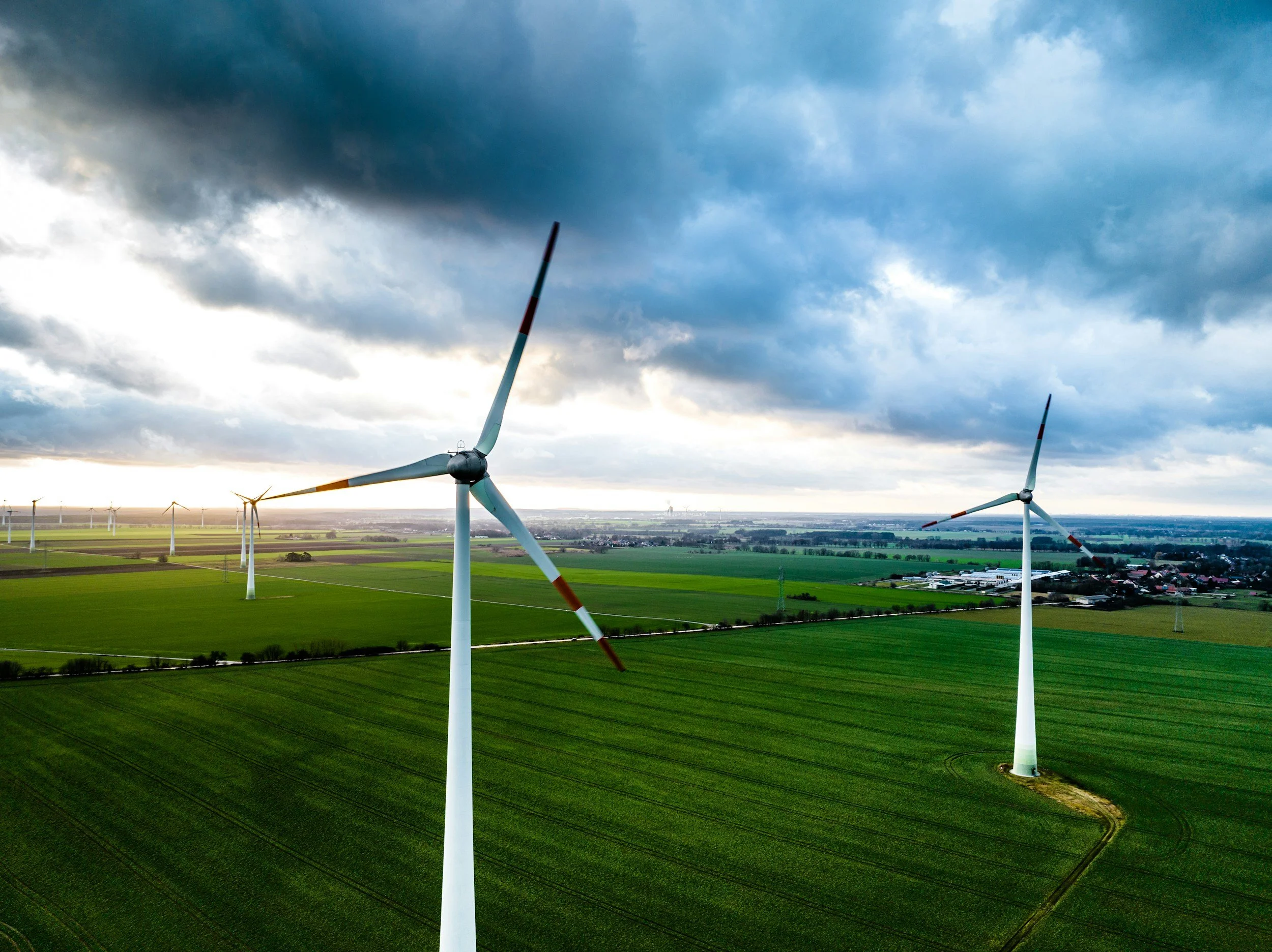 High-resolution drone inspection of a wind turbine blade in the Yorkshire Pennines. Utilizing 48MP sensors and 112x zoom to identify leading-edge erosion, lightning strikes, and delamination without the need for manual rope access.