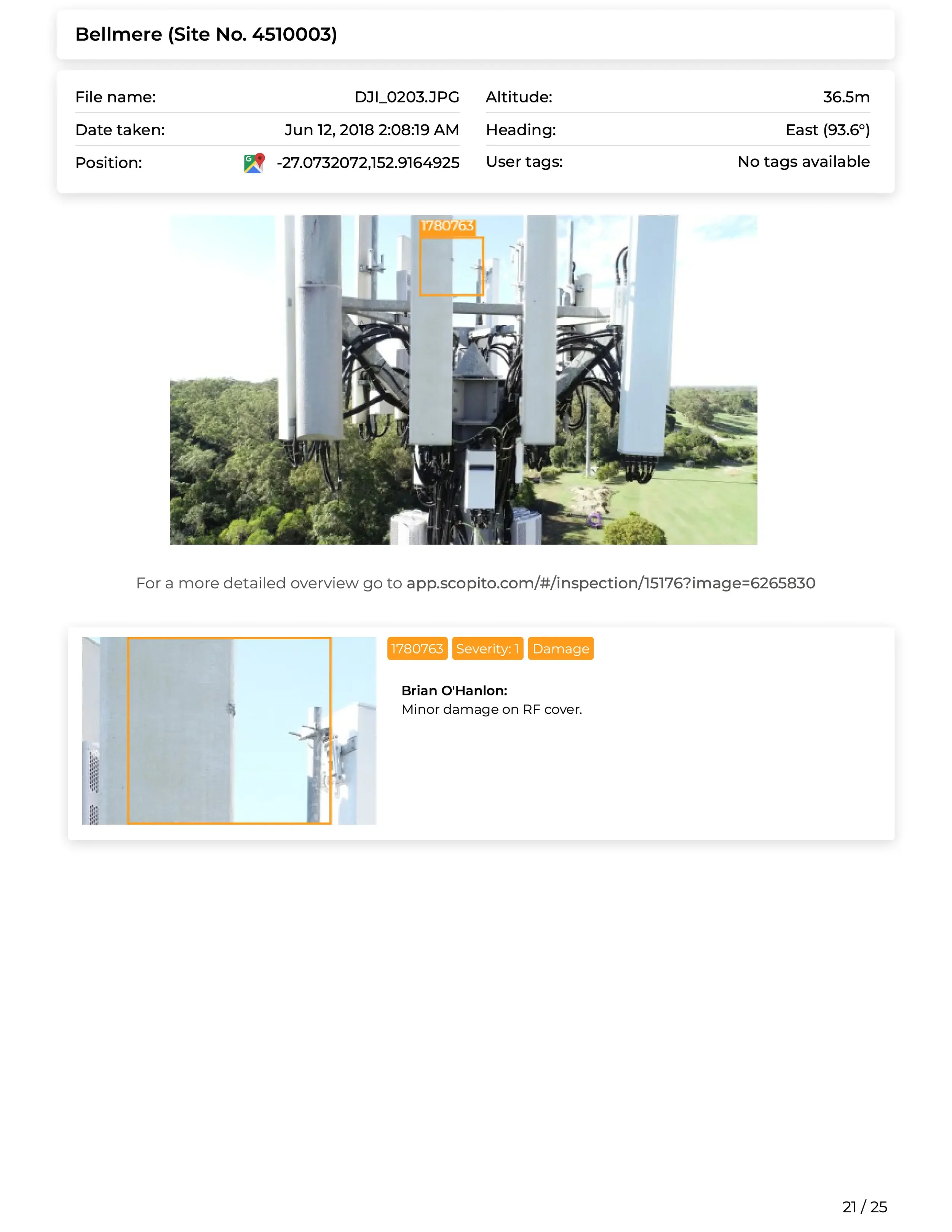 Inspection severity breakdown full report Bradford