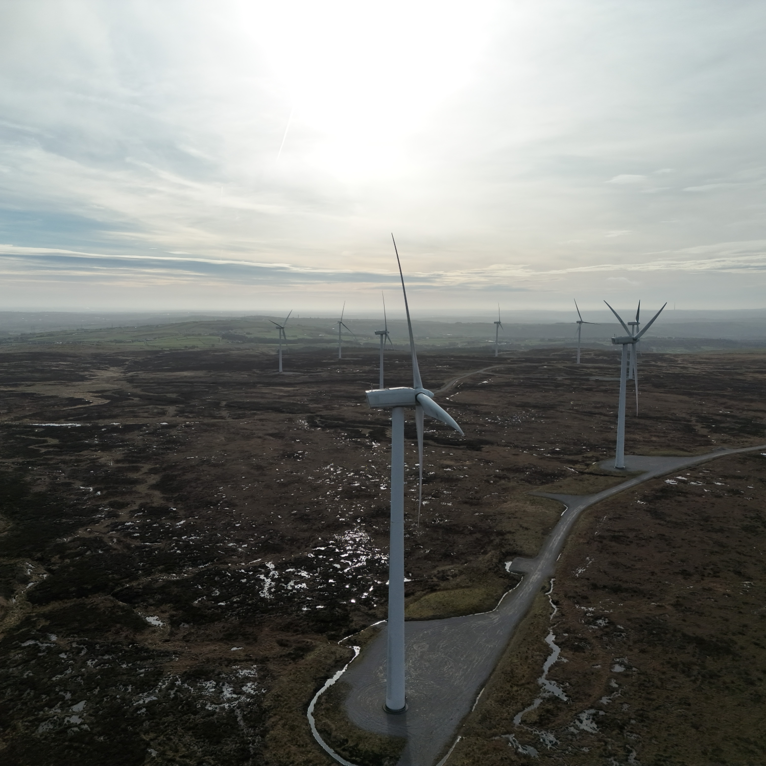 Aerial drone wind turbine inspection no scaffolding West Yorkshire