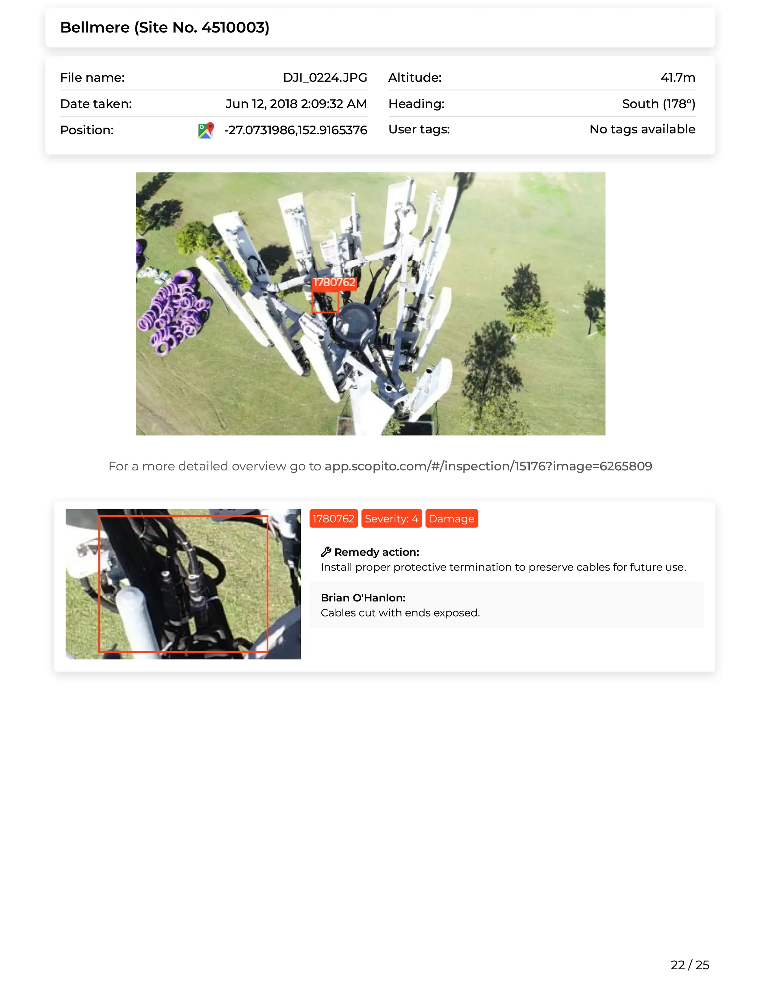 Drone survey report photographic evidence page Yorkshire