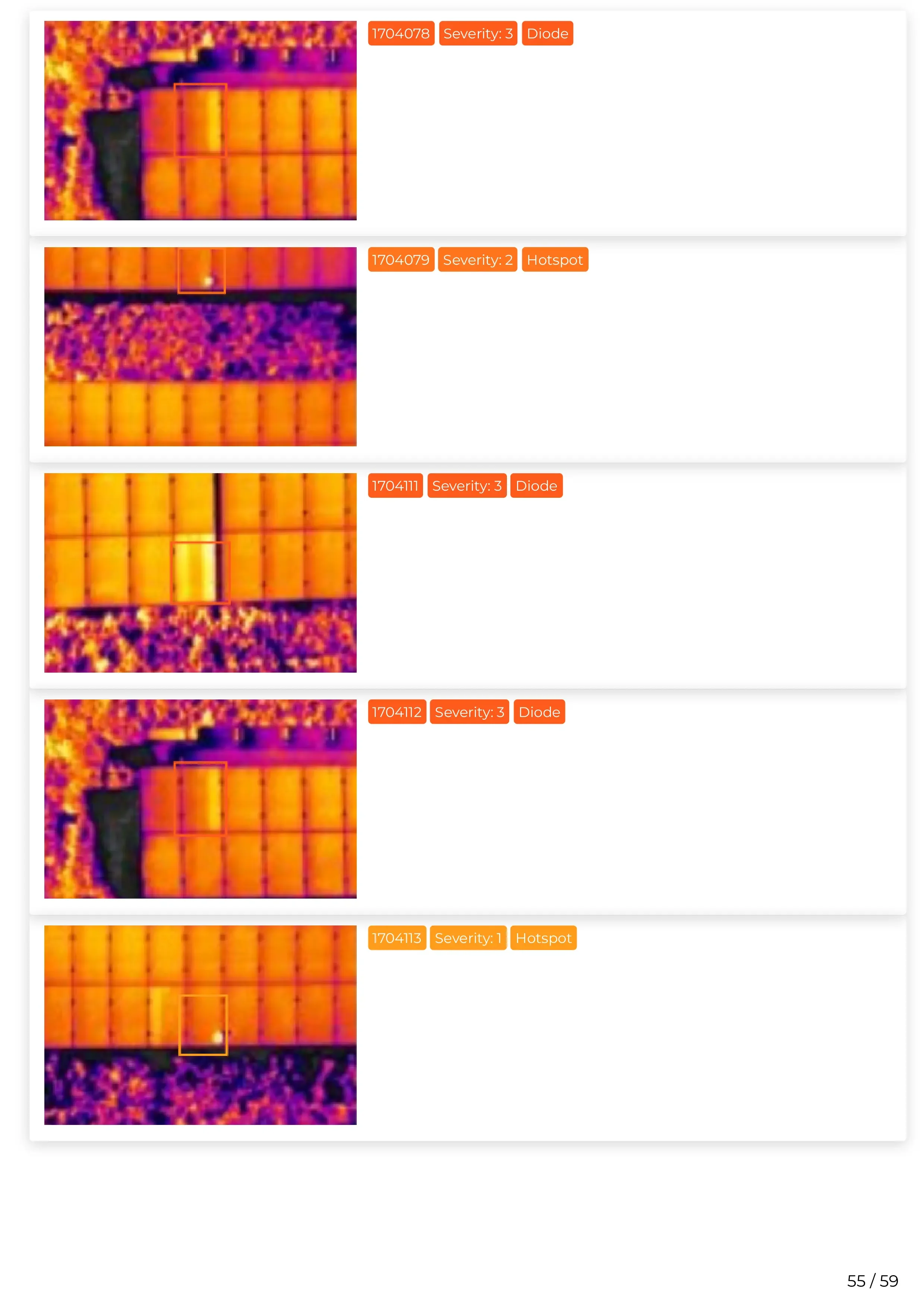 Scopito solar farm full inspection findings table West Yorkshire